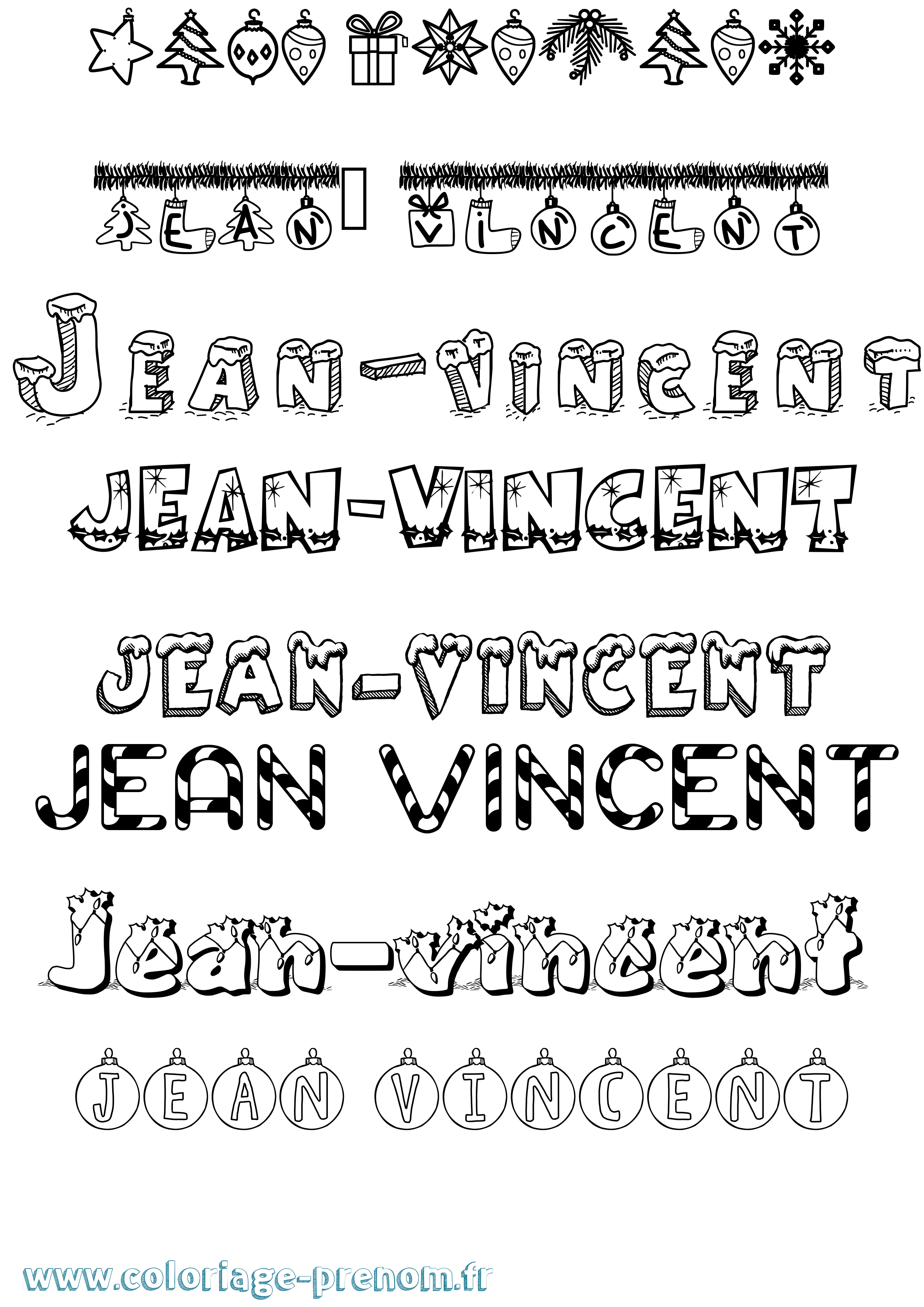 Coloriage Jean-Vincent Noël Coloriage prénom Jean-Vincent Noël