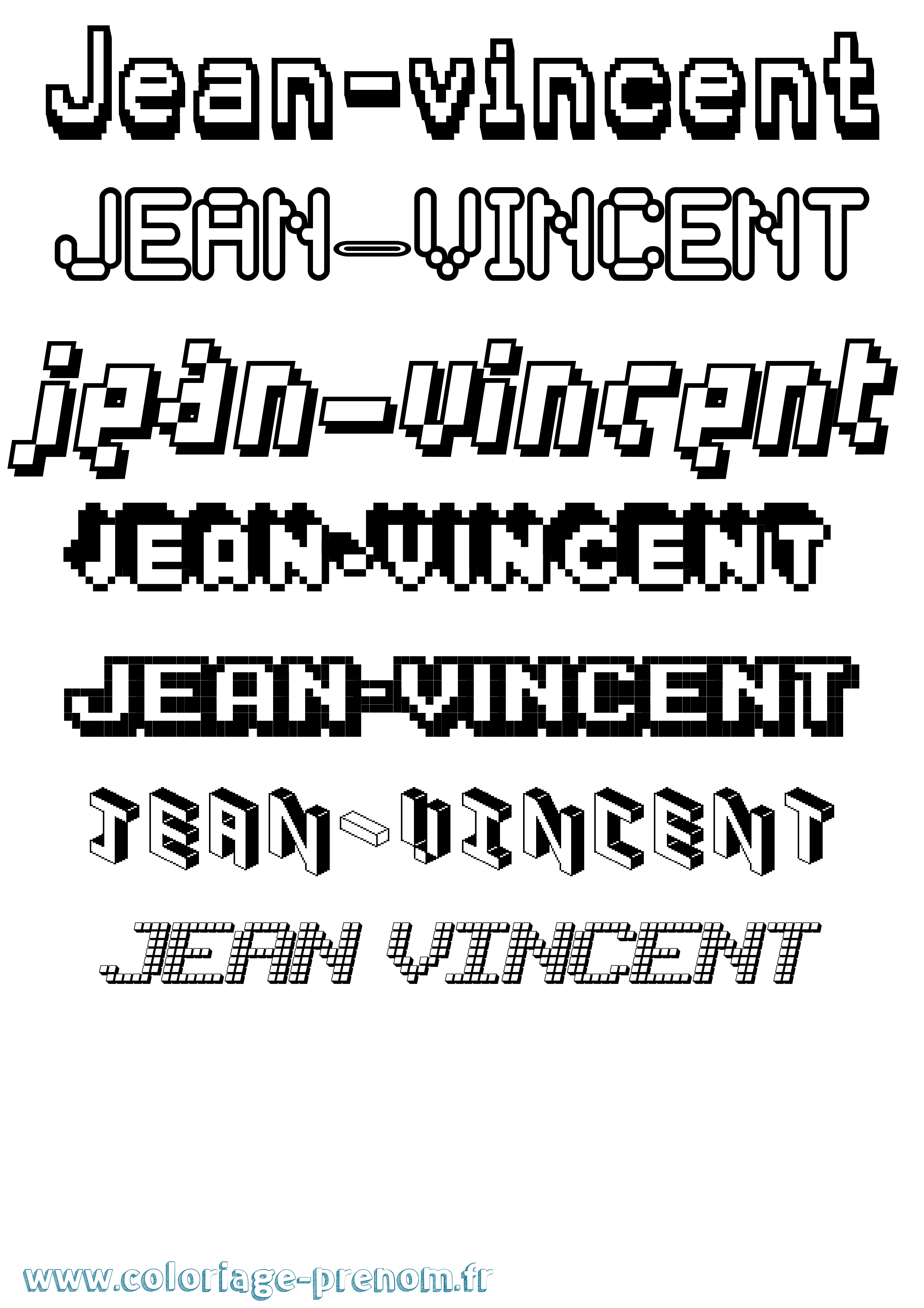 Coloriage Jean-Vincent Pixel Coloriage prénom Jean-Vincent Pixel