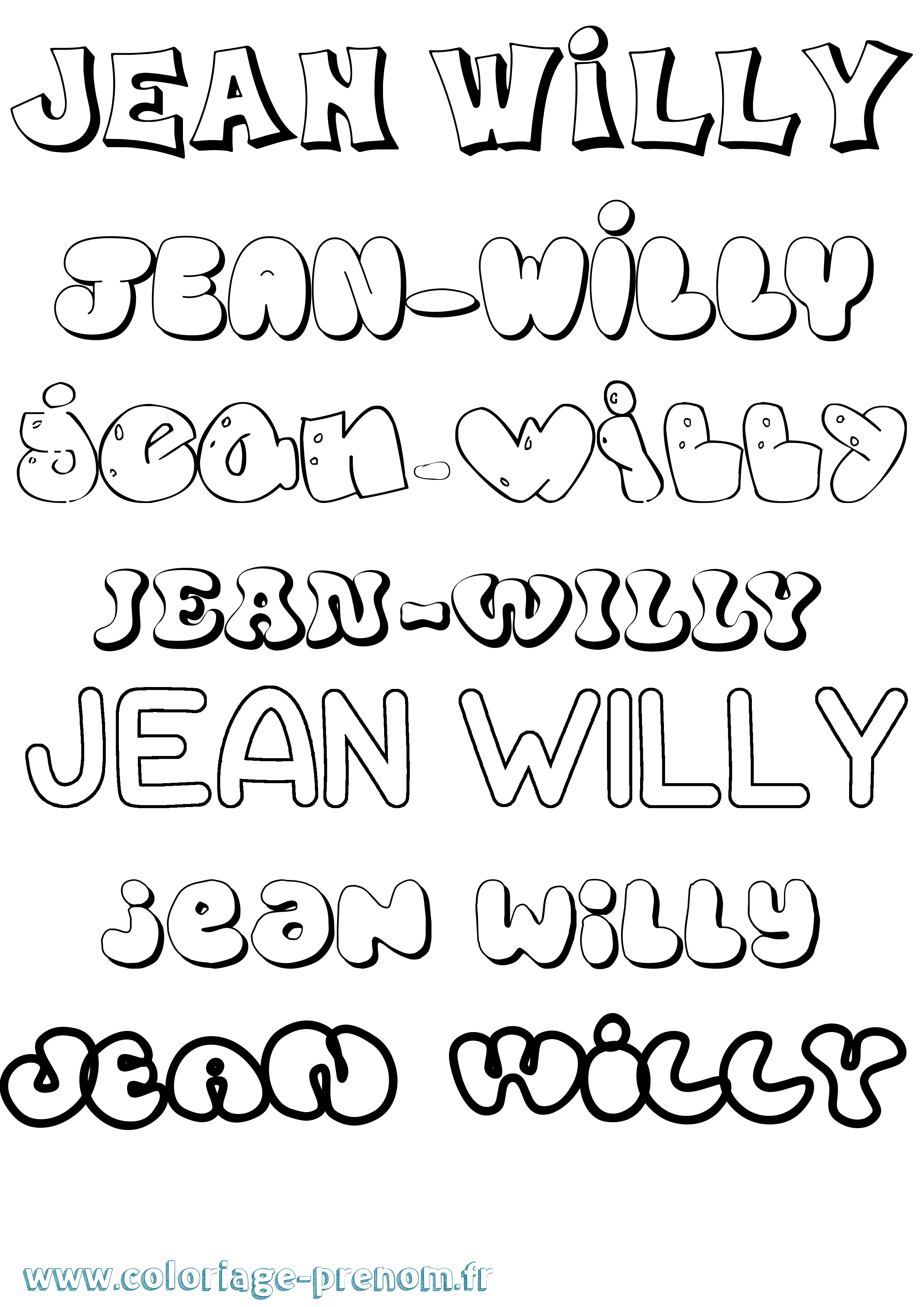 Coloriage Jean-Willy Bubble Coloriage prénom Jean-Willy Bubble