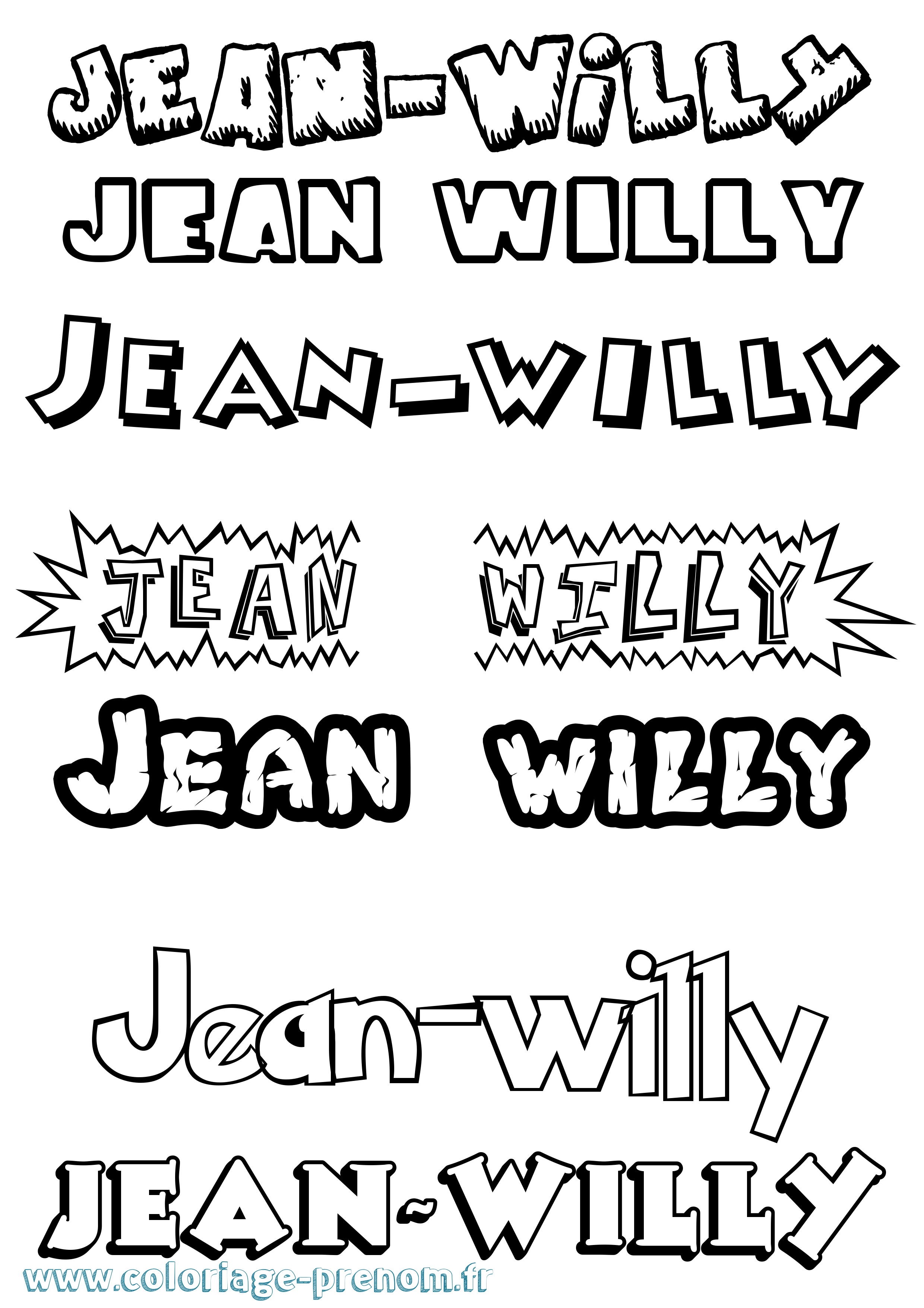 Coloriage Jean-Willy Dessin Animé Coloriage prénom Jean-Willy Dessin Animé