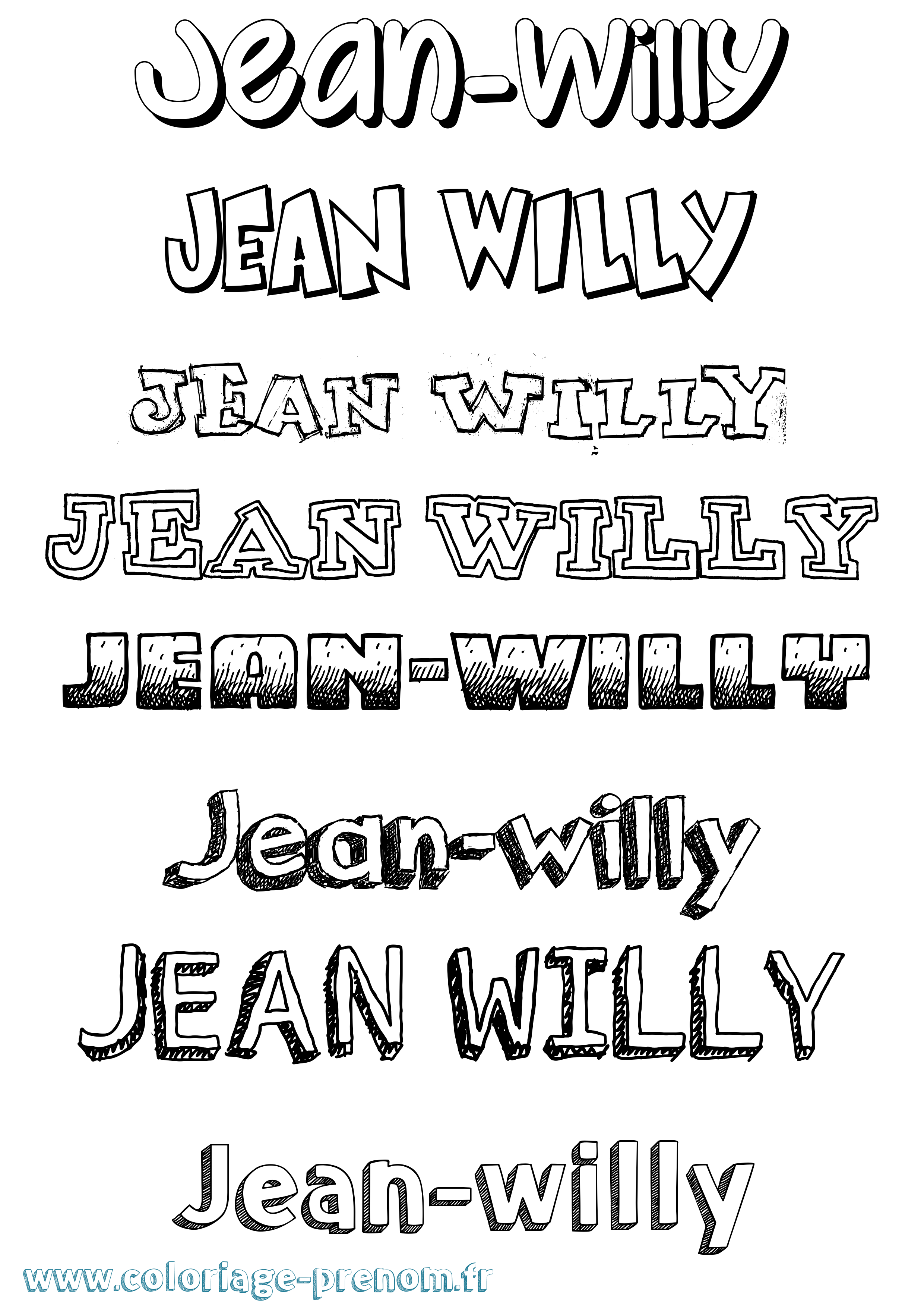 Coloriage Jean-Willy Dessiné Coloriage prénom Jean-Willy Dessiné