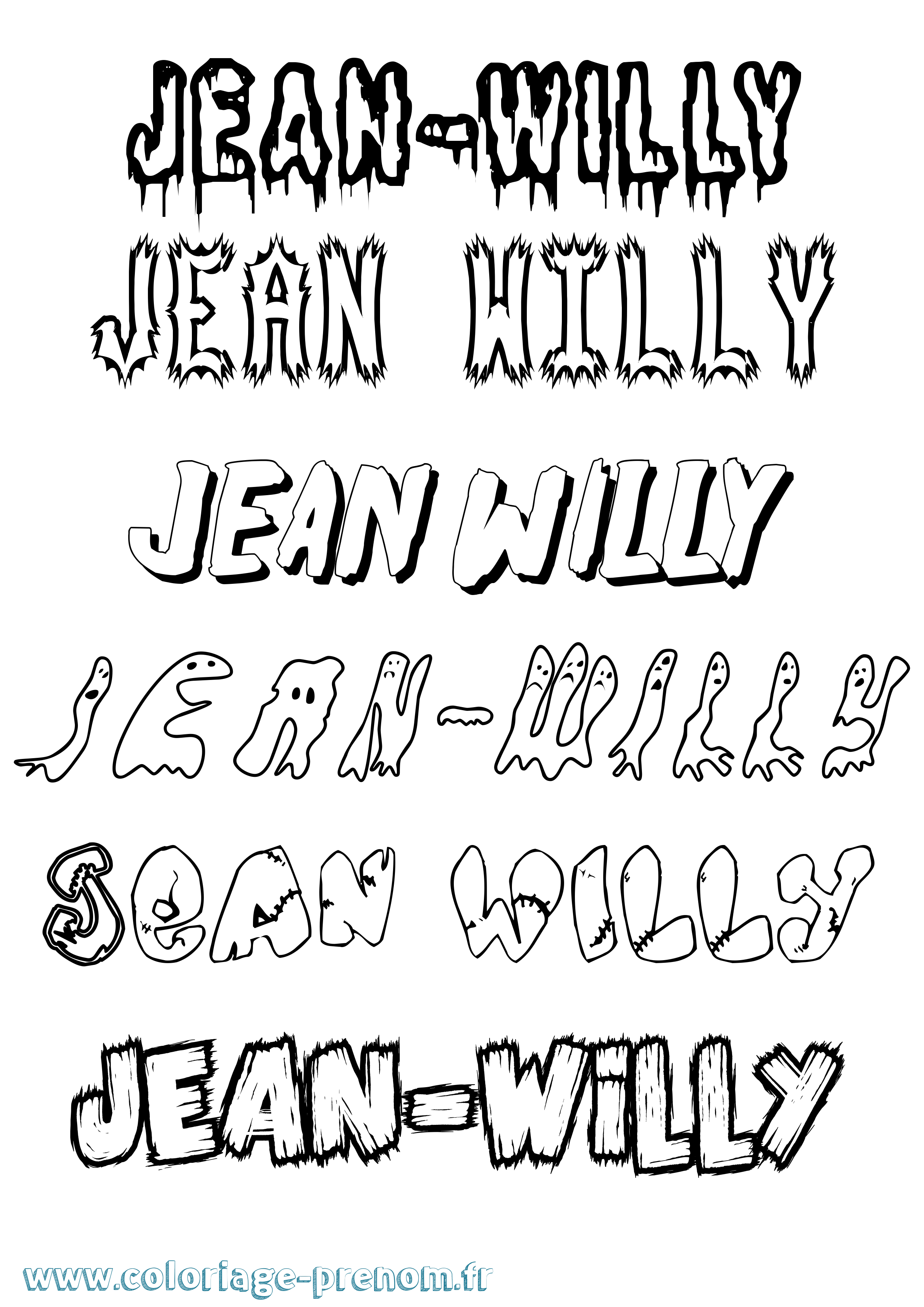 Coloriage Jean-Willy Frisson Coloriage prénom Jean-Willy Frisson