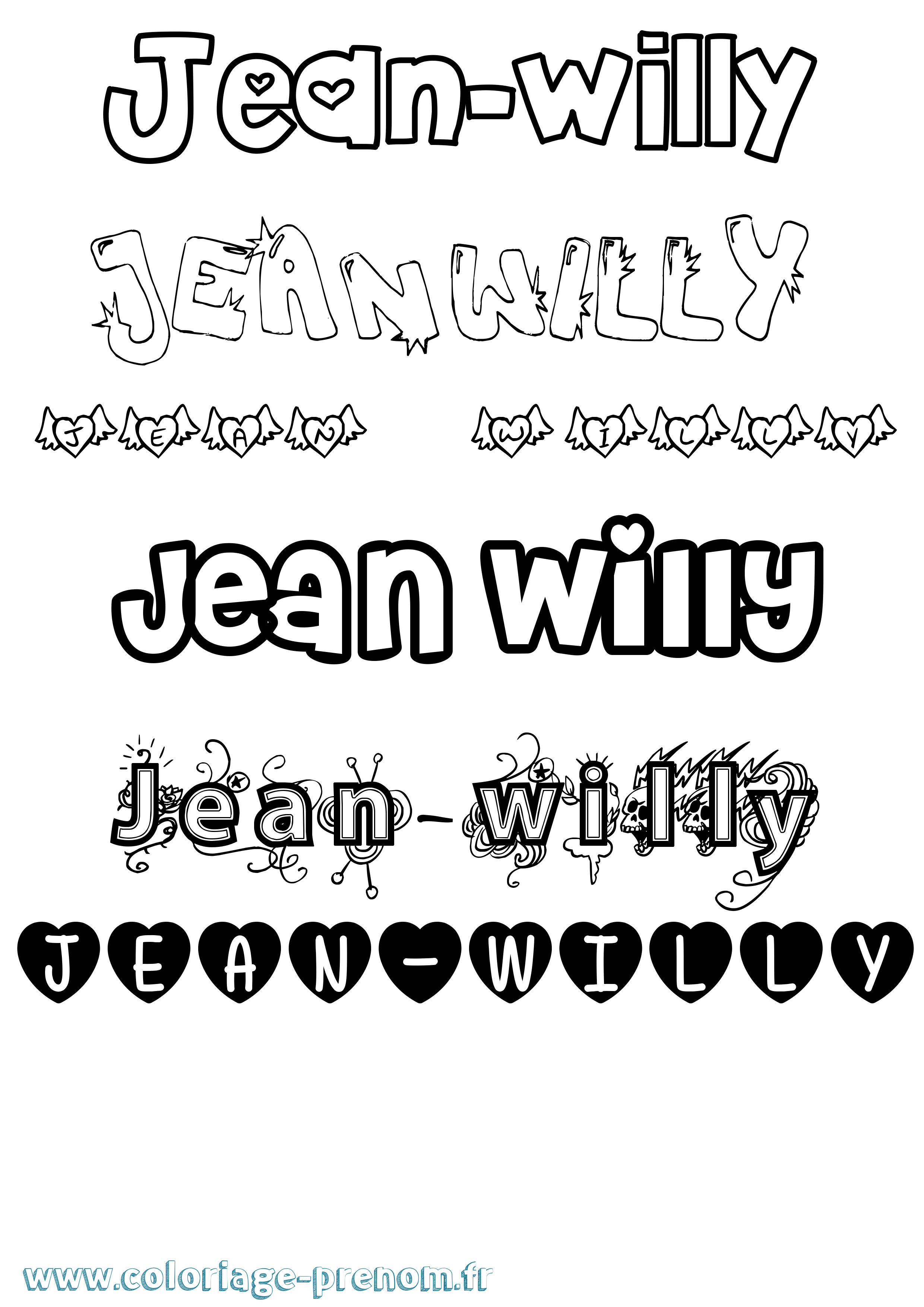 Coloriage Jean-Willy Girly Coloriage prénom Jean-Willy Girly