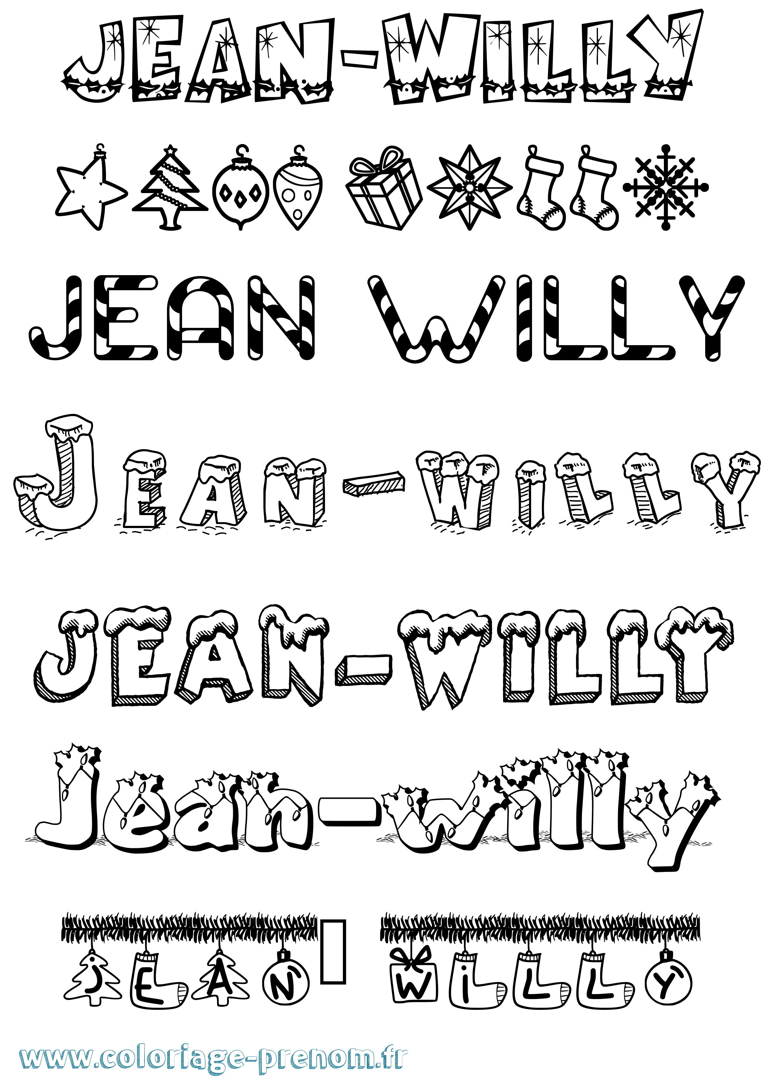 Coloriage Jean-Willy Noël Coloriage prénom Jean-Willy Noël