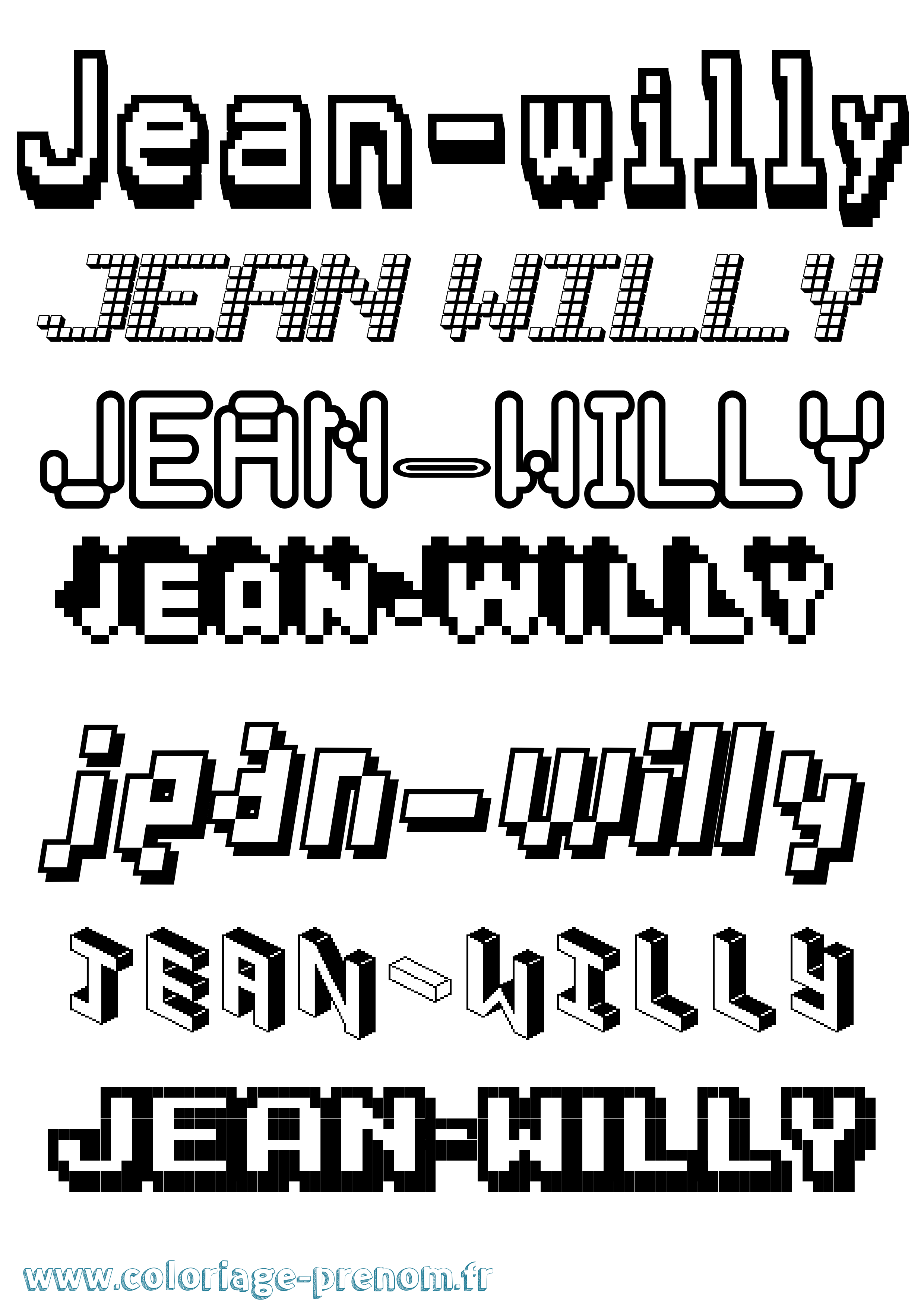Coloriage Jean-Willy Pixel Coloriage prénom Jean-Willy Pixel
