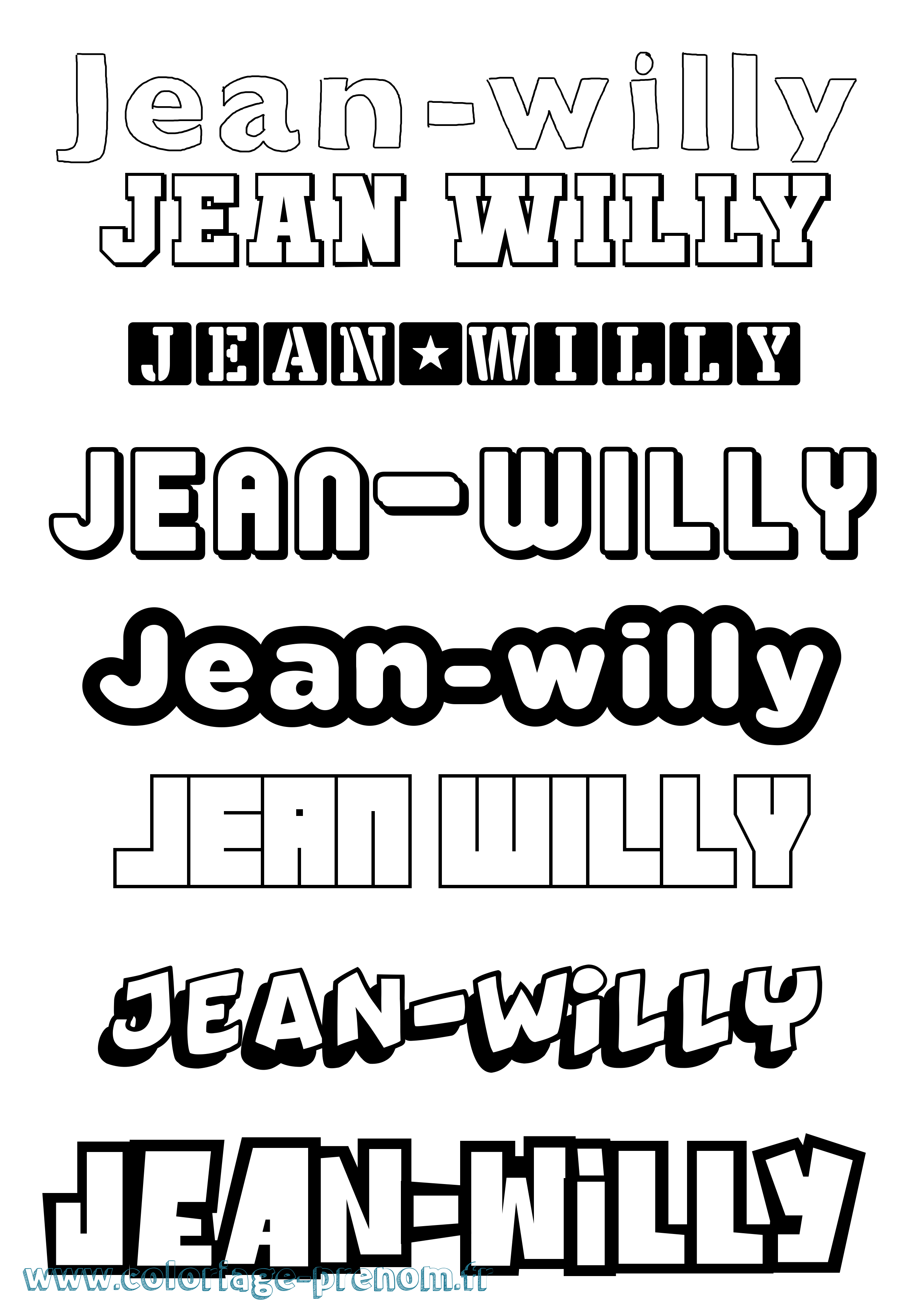 Coloriage Jean-Willy Simple Coloriage prénom Jean-Willy Simple