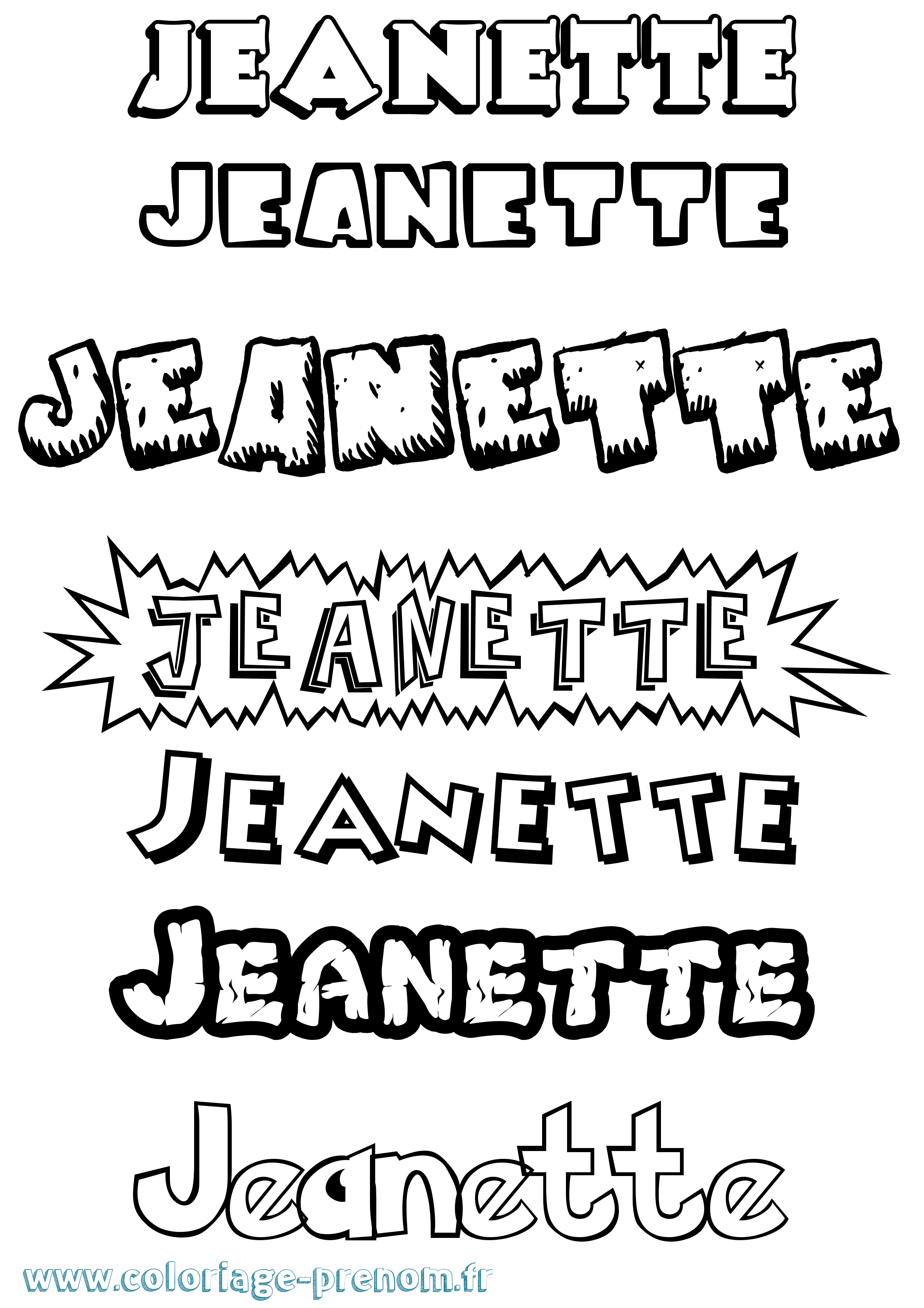 Coloriage Jeanette Dessin Animé Coloriage prénom Jeanette Dessin Animé