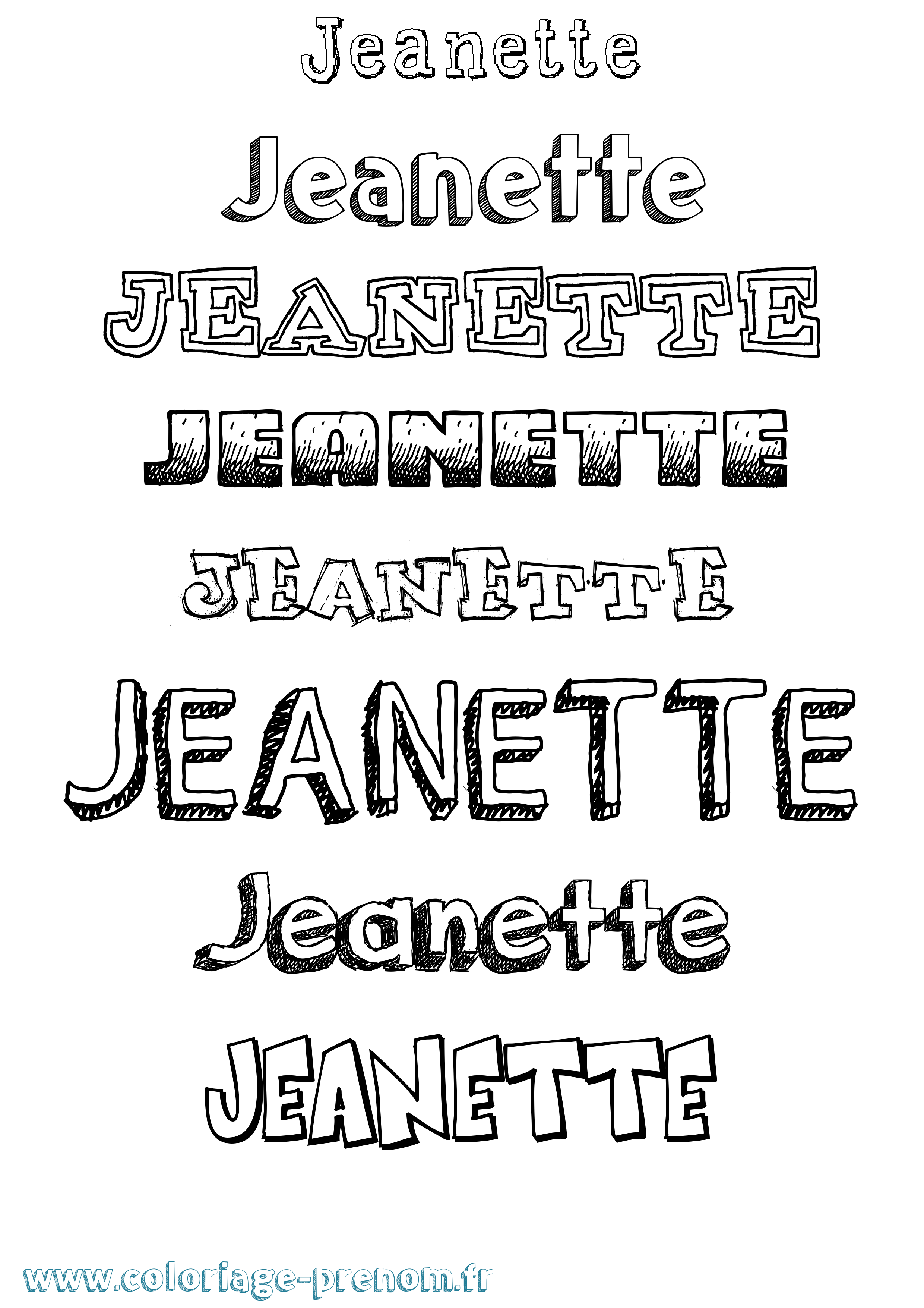 Coloriage Jeanette Dessiné Coloriage prénom Jeanette Dessiné