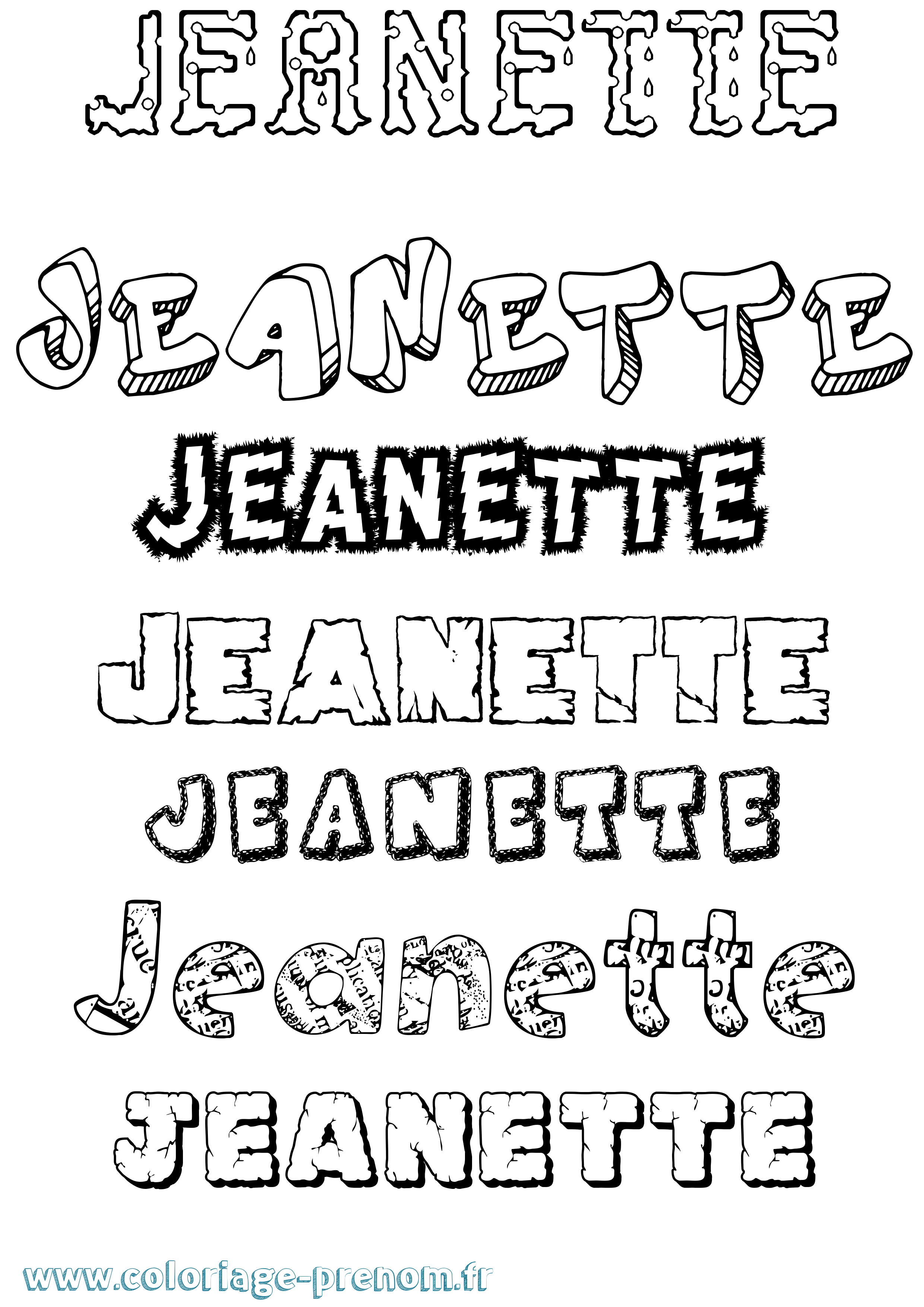 Coloriage Jeanette Destructuré Coloriage prénom Jeanette Destructuré
