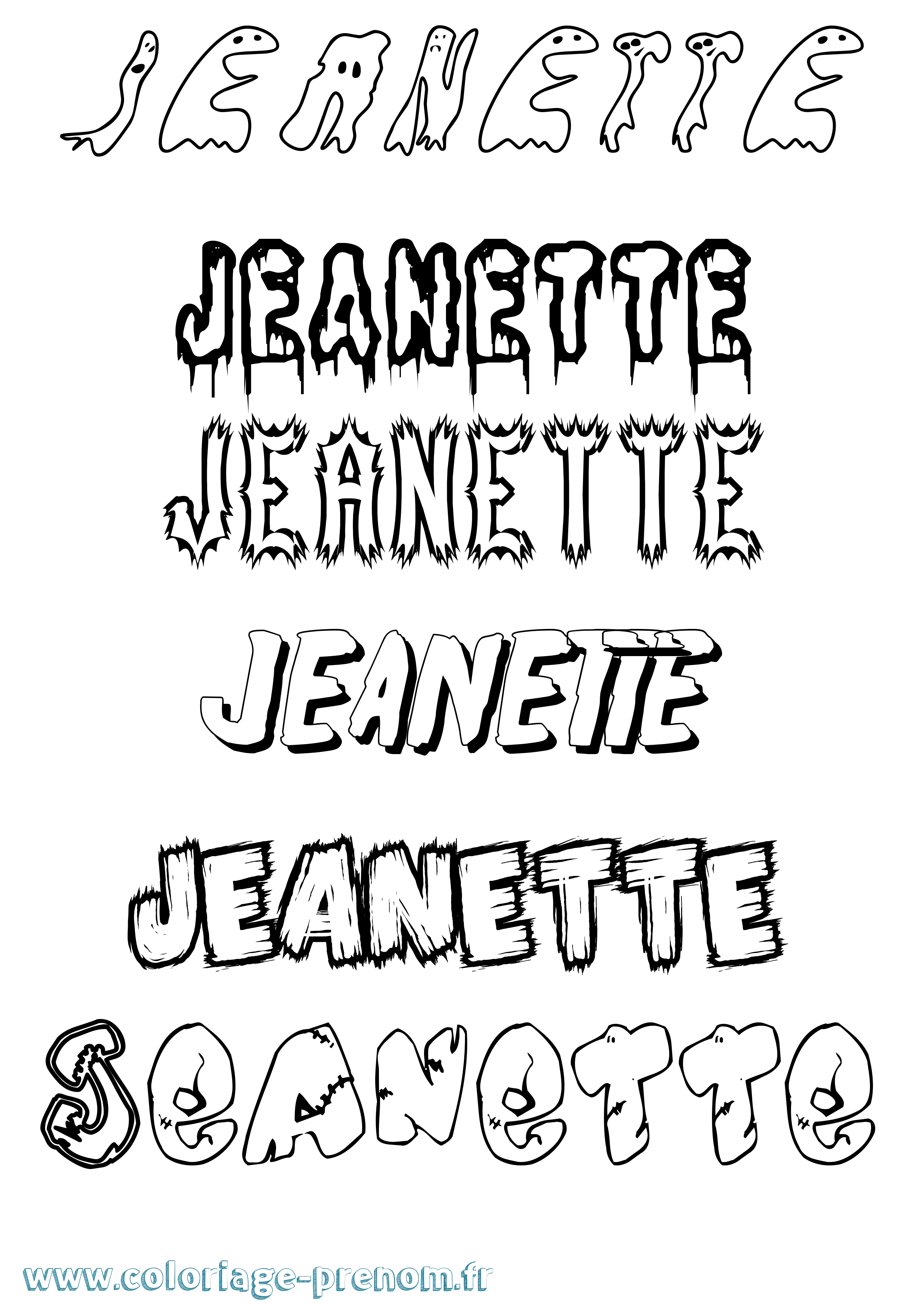 Coloriage Jeanette Frisson Coloriage prénom Jeanette Frisson
