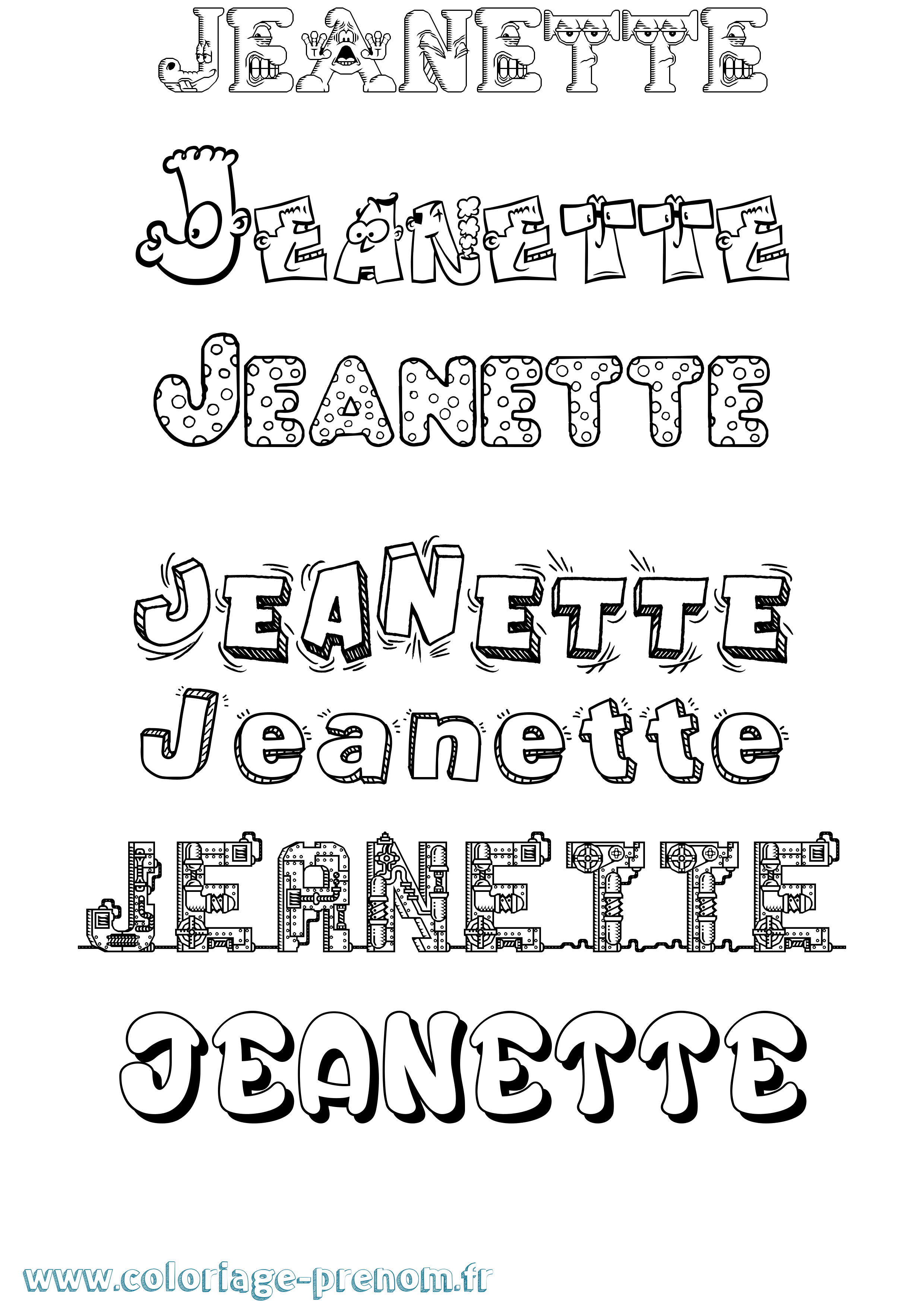 Coloriage Jeanette Fun Coloriage prénom Jeanette Fun