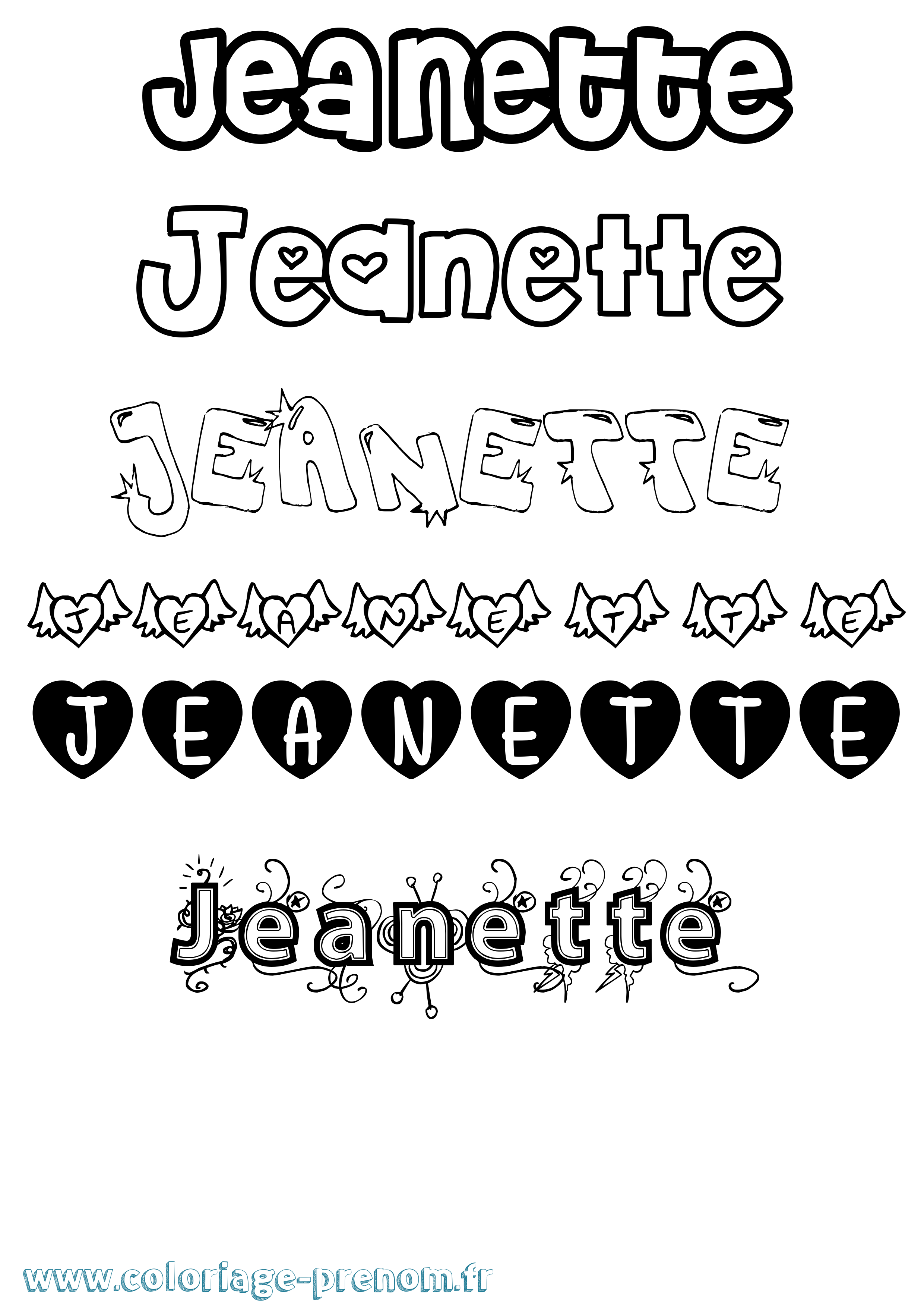 Coloriage Jeanette Girly Coloriage prénom Jeanette Girly