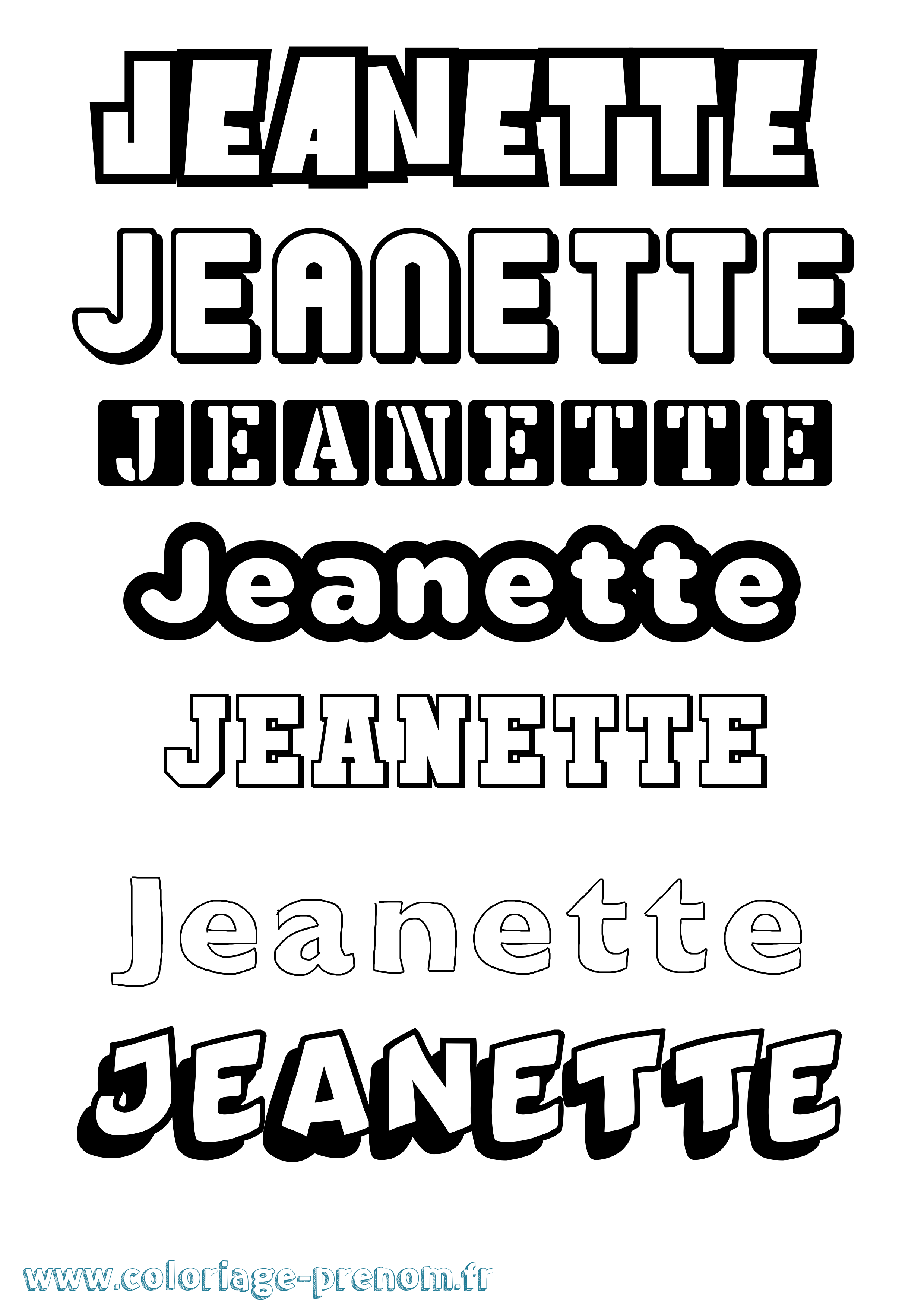 Coloriage Jeanette Simple Coloriage prénom Jeanette Simple