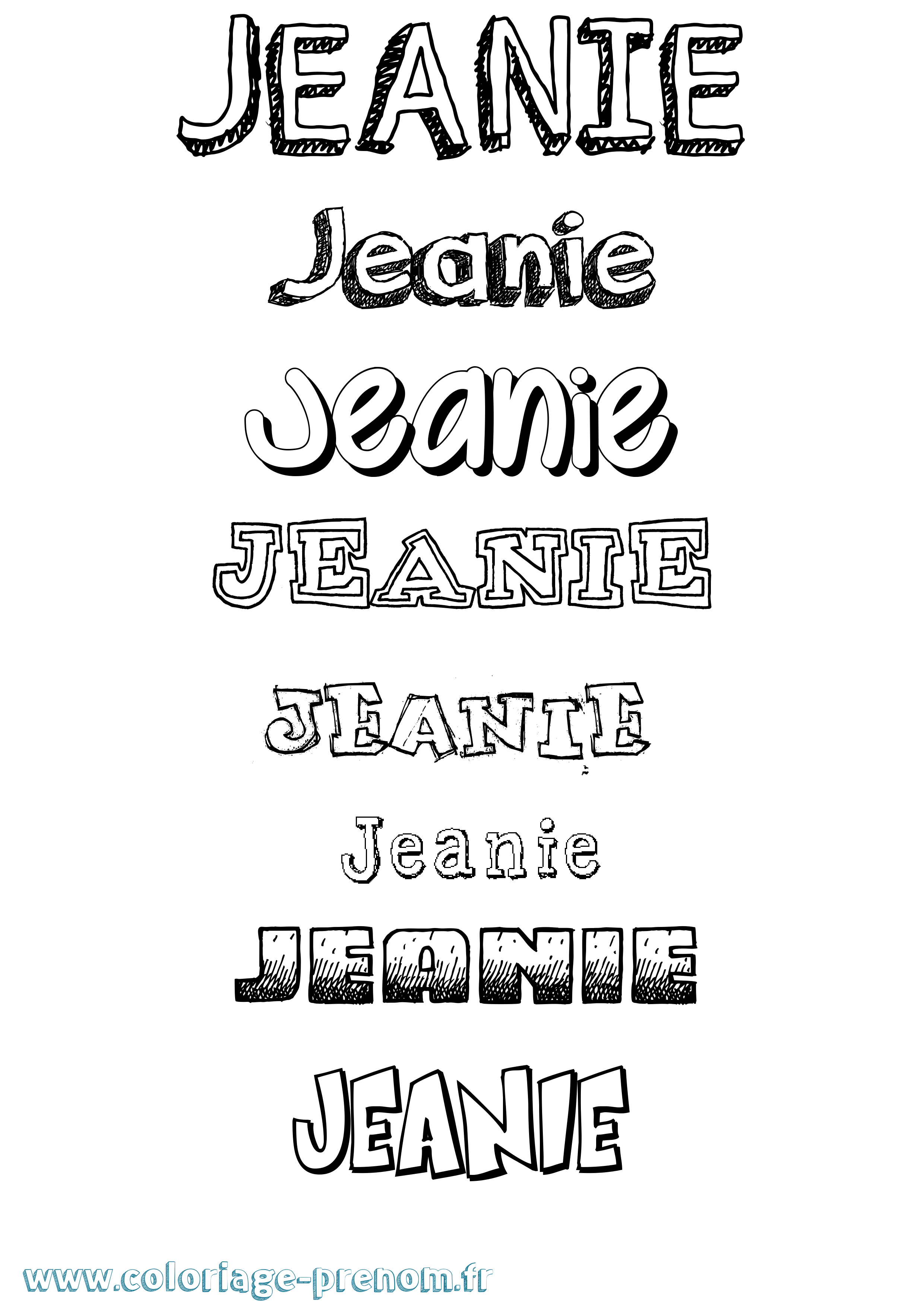 Coloriage Jeanie Dessiné Coloriage prénom Jeanie Dessiné