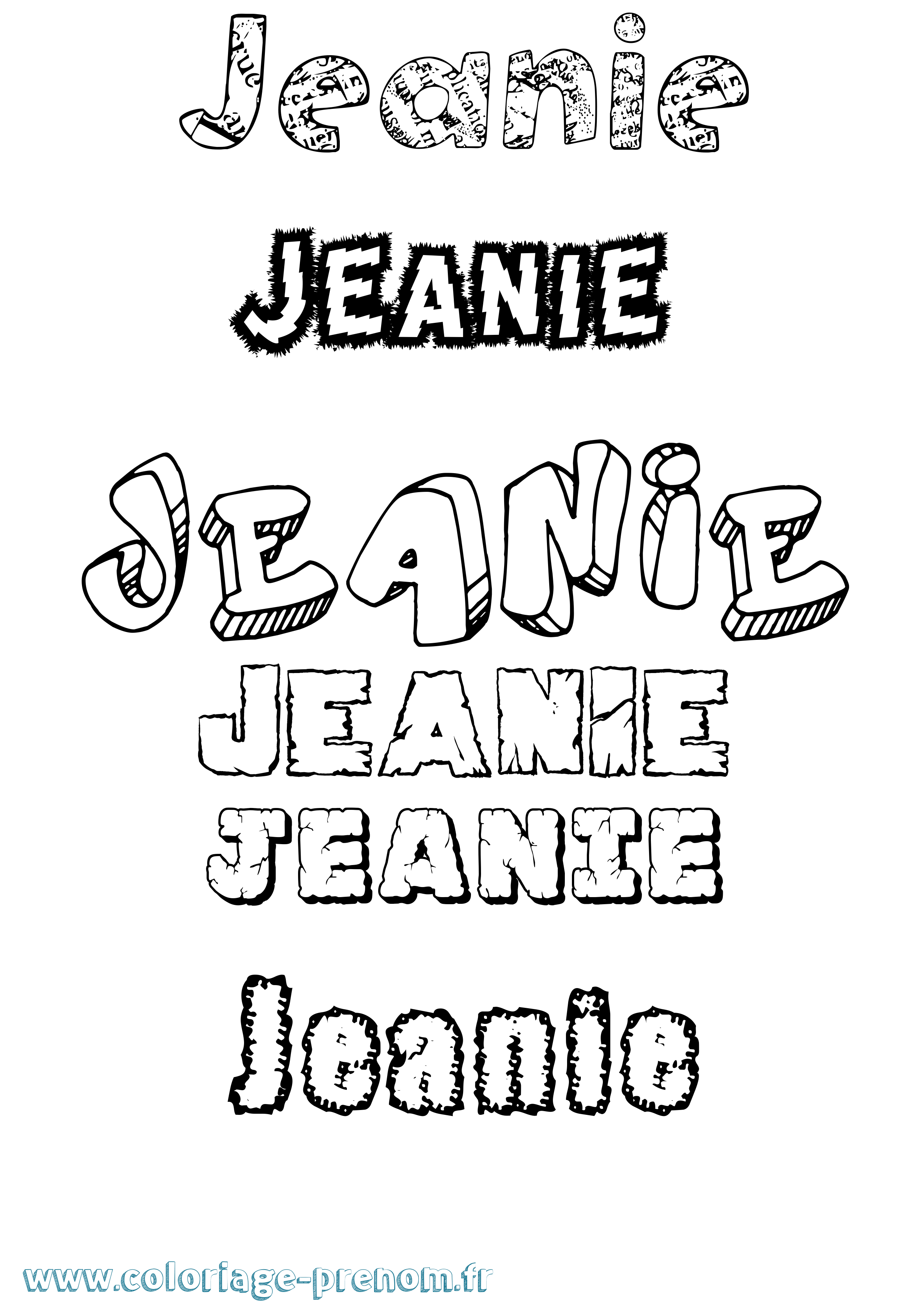 Coloriage Jeanie Destructuré Coloriage prénom Jeanie Destructuré
