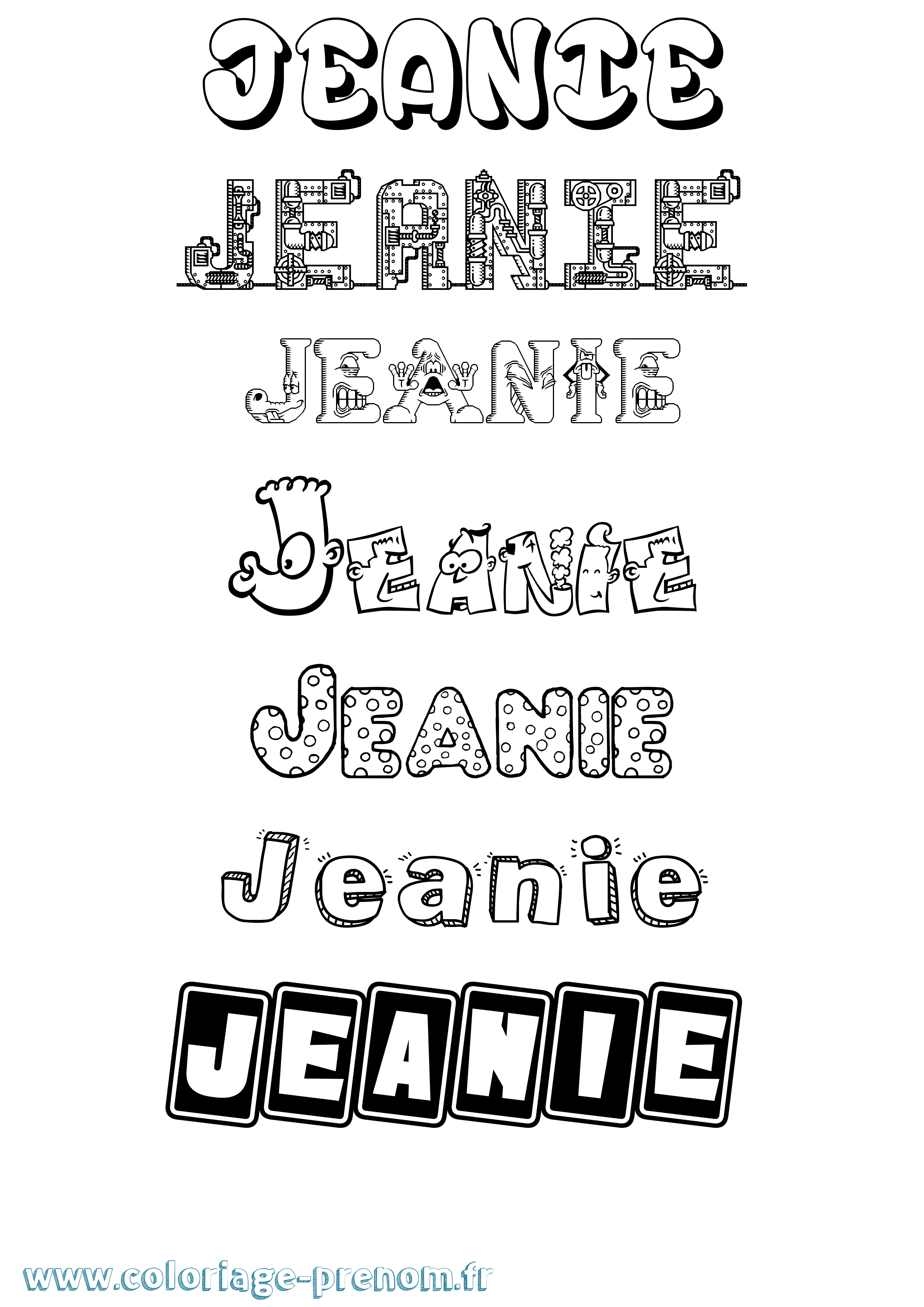 Coloriage Jeanie Fun Coloriage prénom Jeanie Fun