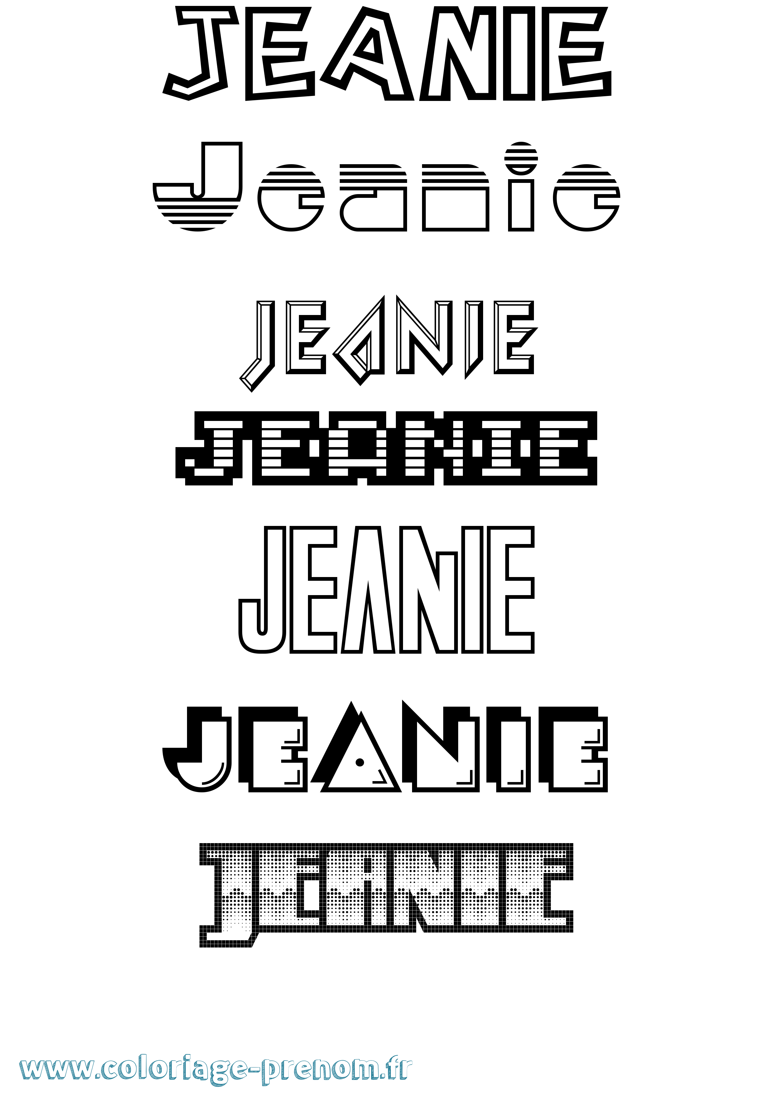 Coloriage Jeanie Jeux Vidéos Coloriage prénom Jeanie Jeux Vidéos