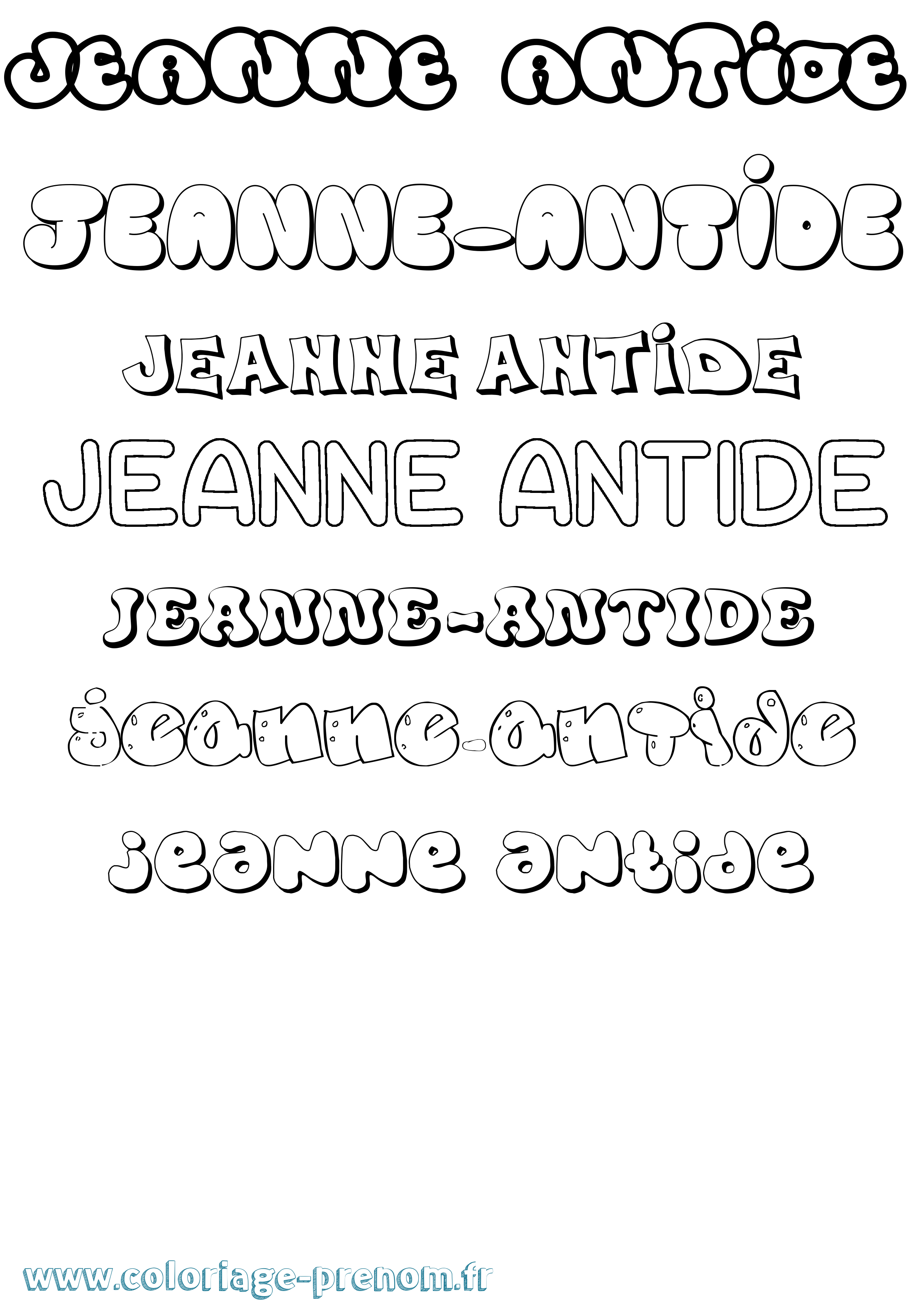 Coloriage Jeanne-Antide Bubble Coloriage prénom Jeanne-Antide Bubble