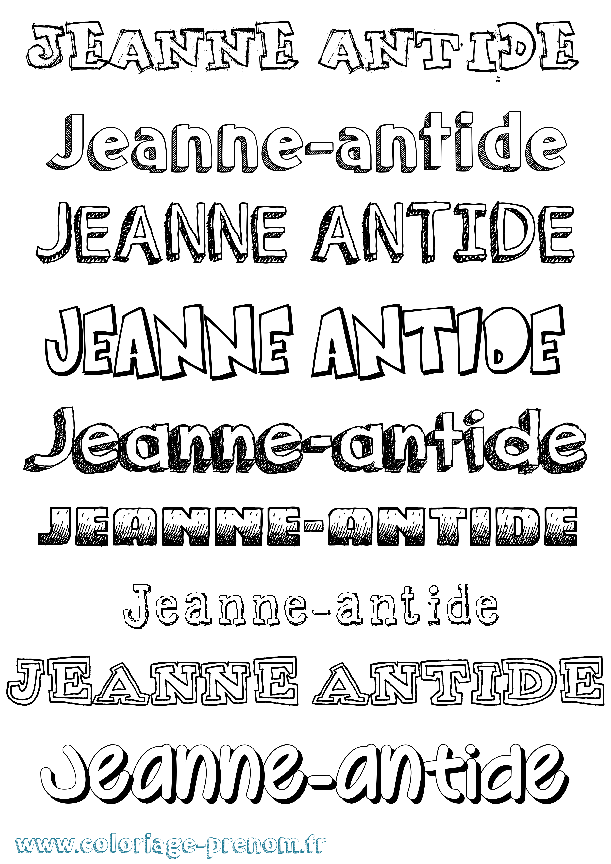 Coloriage Jeanne-Antide Dessiné Coloriage prénom Jeanne-Antide Dessiné