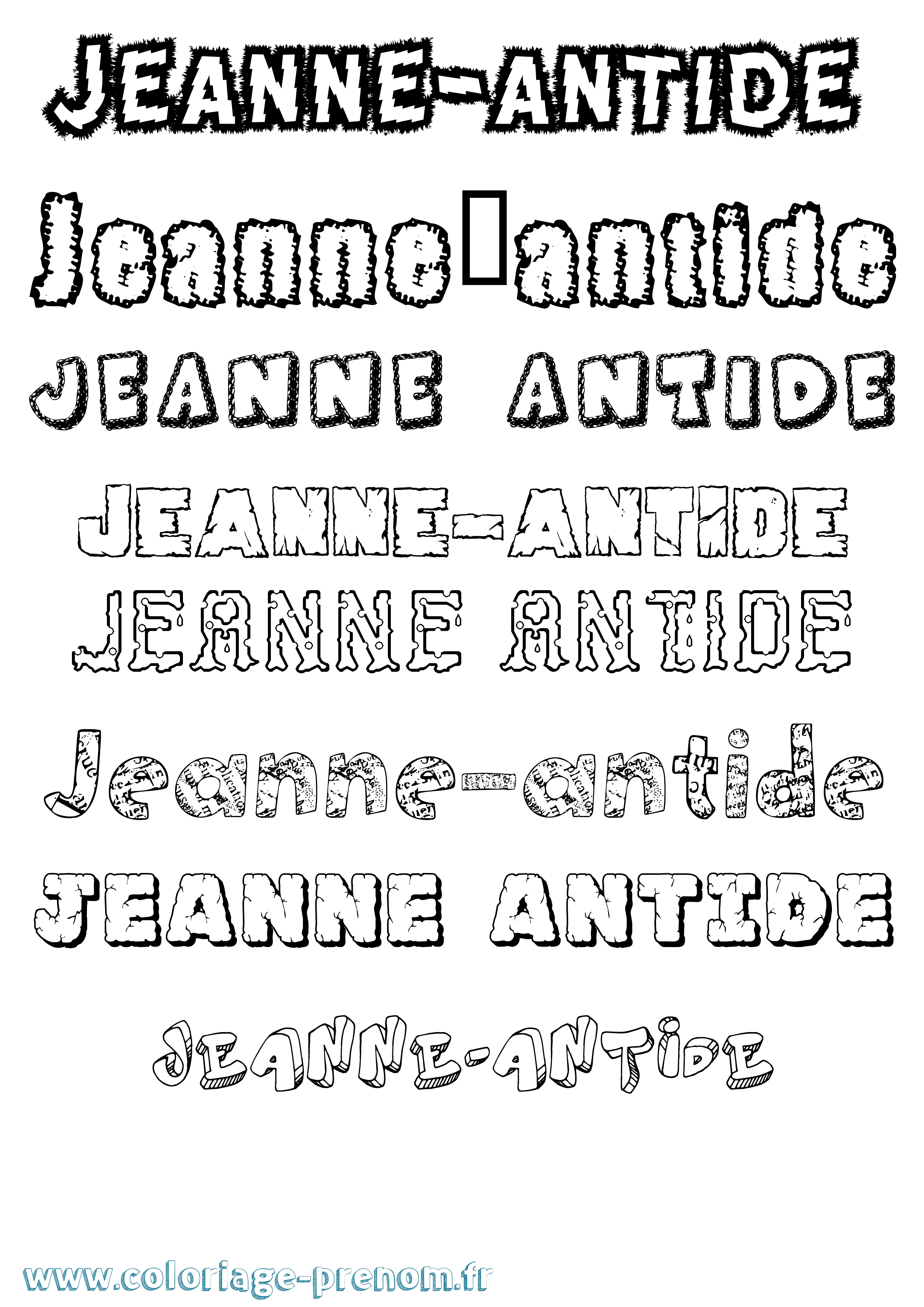 Coloriage Jeanne-Antide Destructuré Coloriage prénom Jeanne-Antide Destructuré