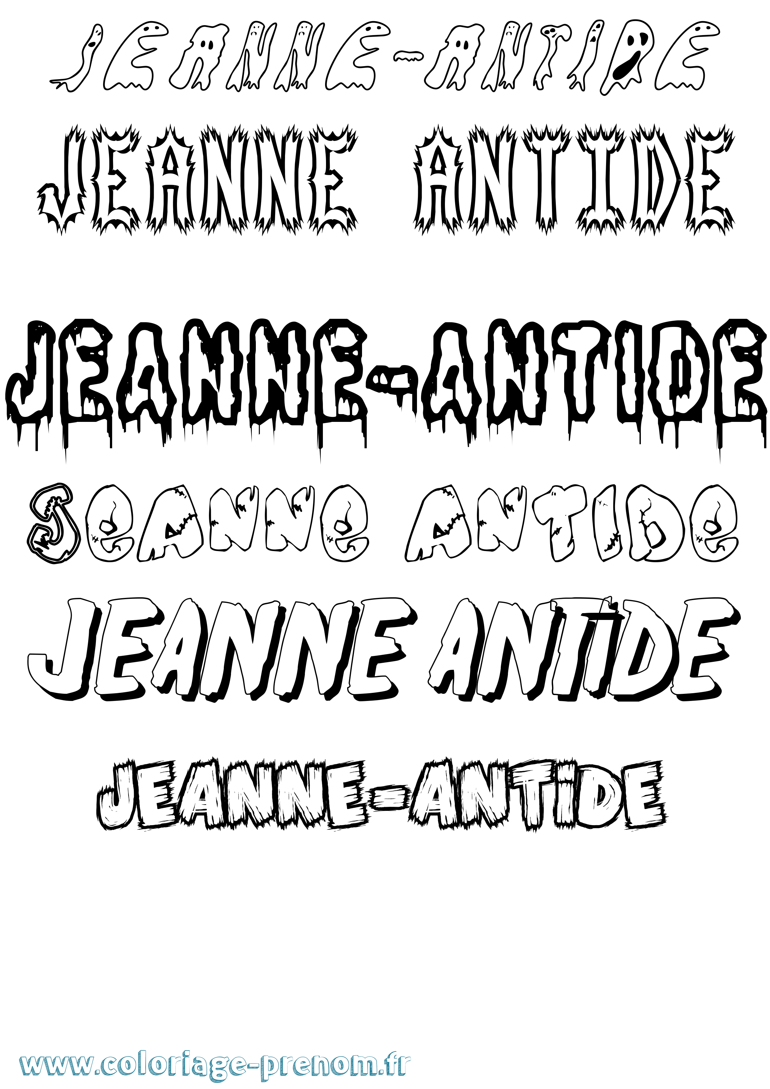 Coloriage Jeanne-Antide Frisson Coloriage prénom Jeanne-Antide Frisson