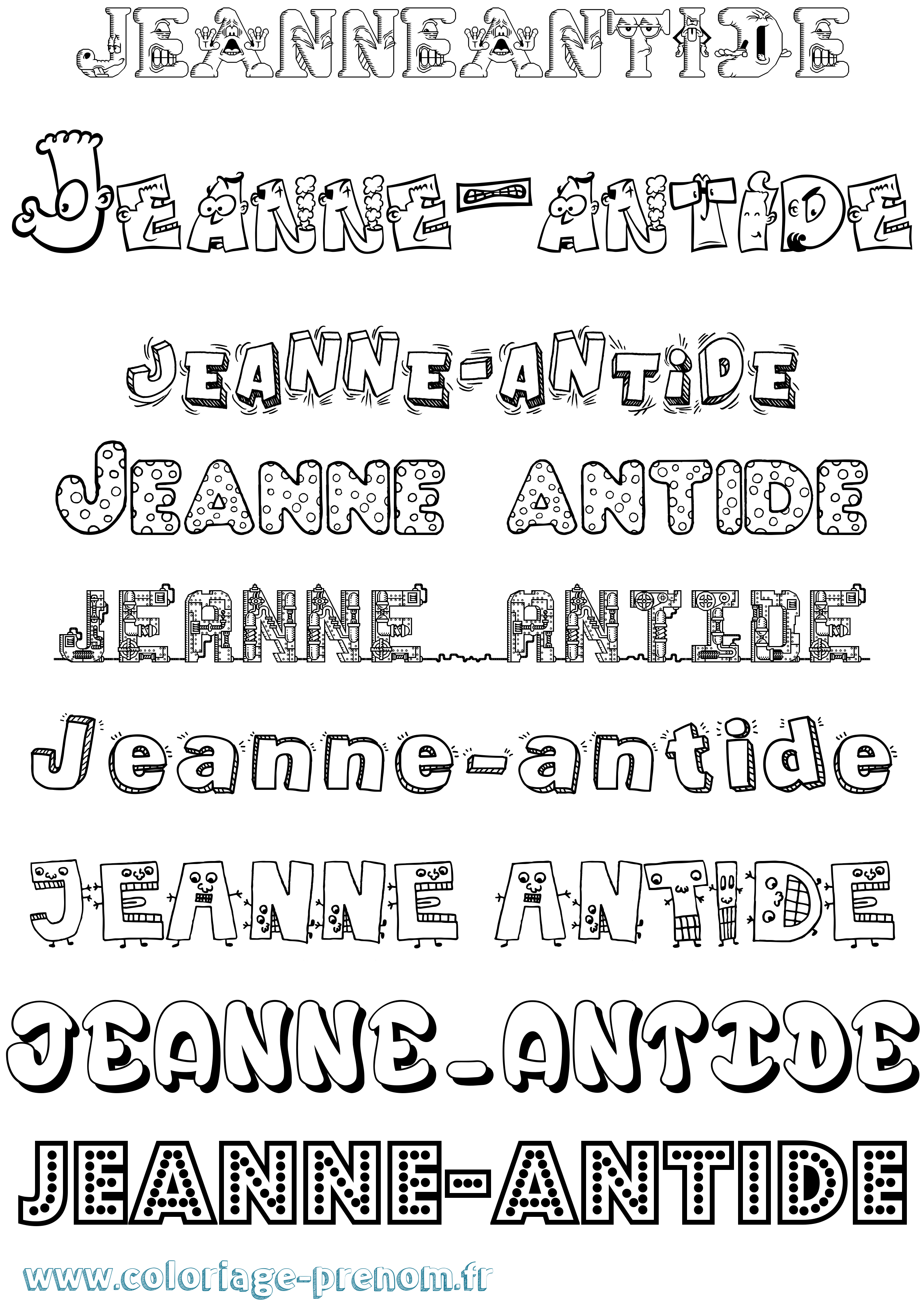 Coloriage Jeanne-Antide Fun Coloriage prénom Jeanne-Antide Fun
