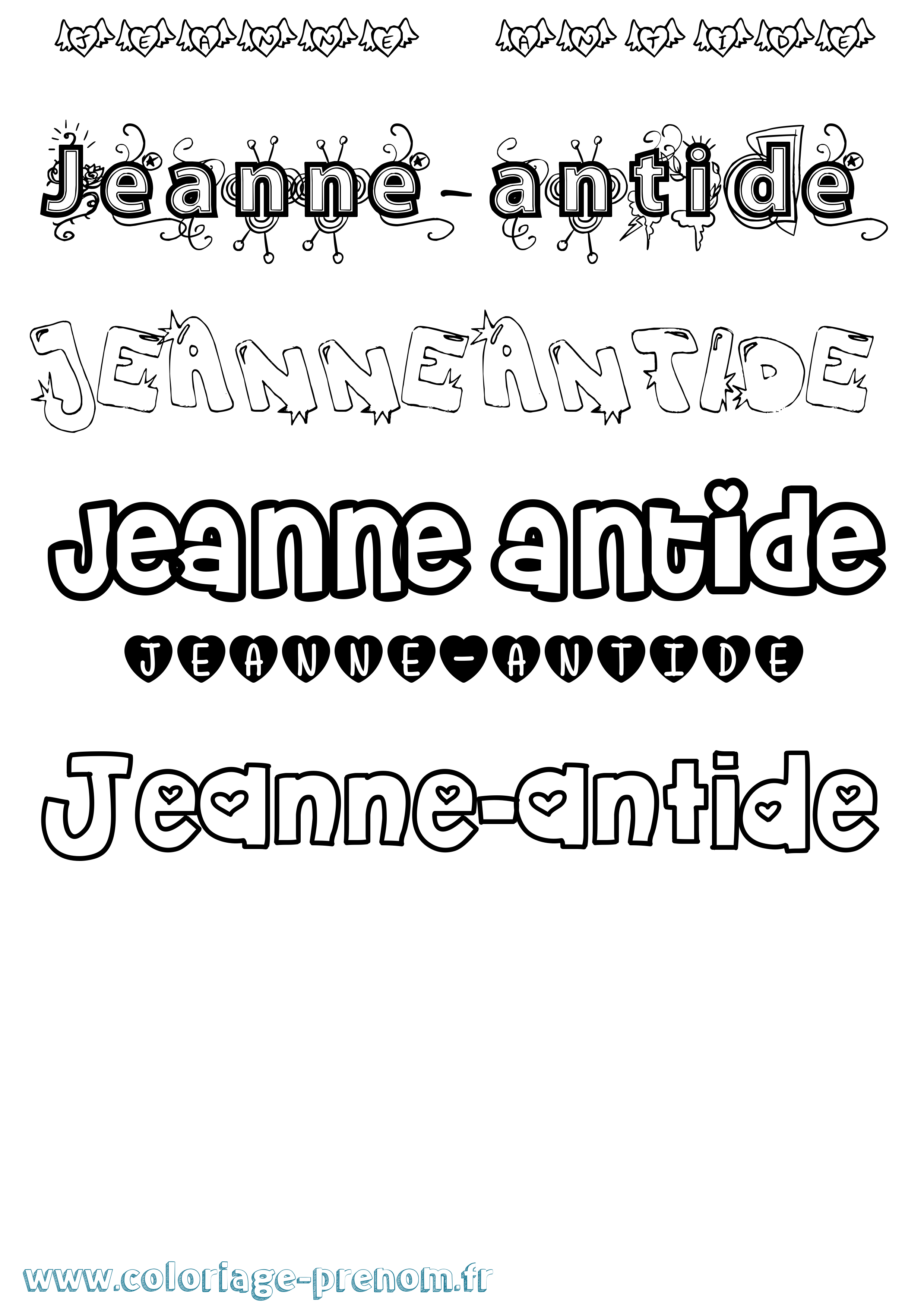 Coloriage Jeanne-Antide Girly Coloriage prénom Jeanne-Antide Girly
