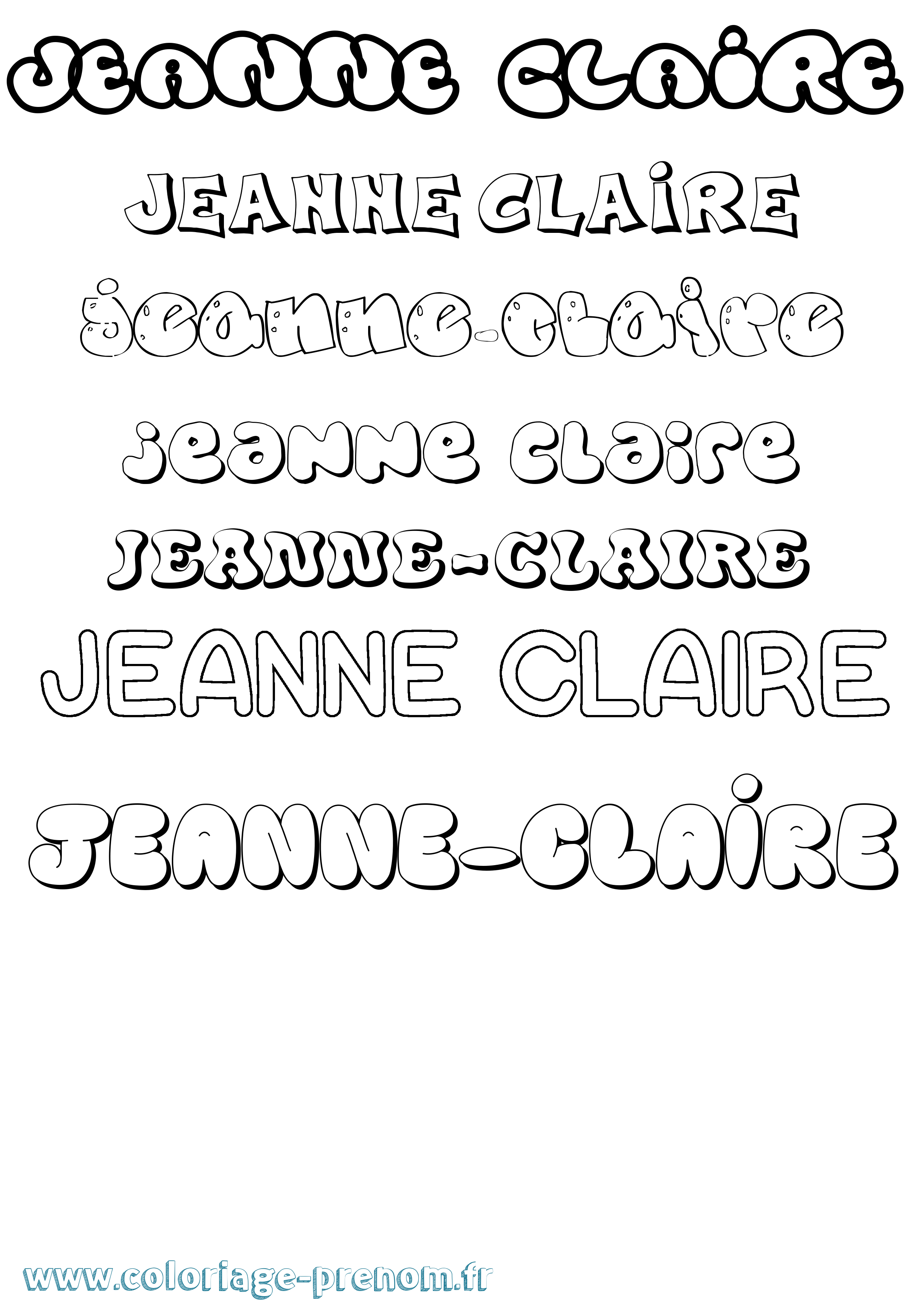 Coloriage Jeanne-Claire Bubble Coloriage prénom Jeanne-Claire Bubble