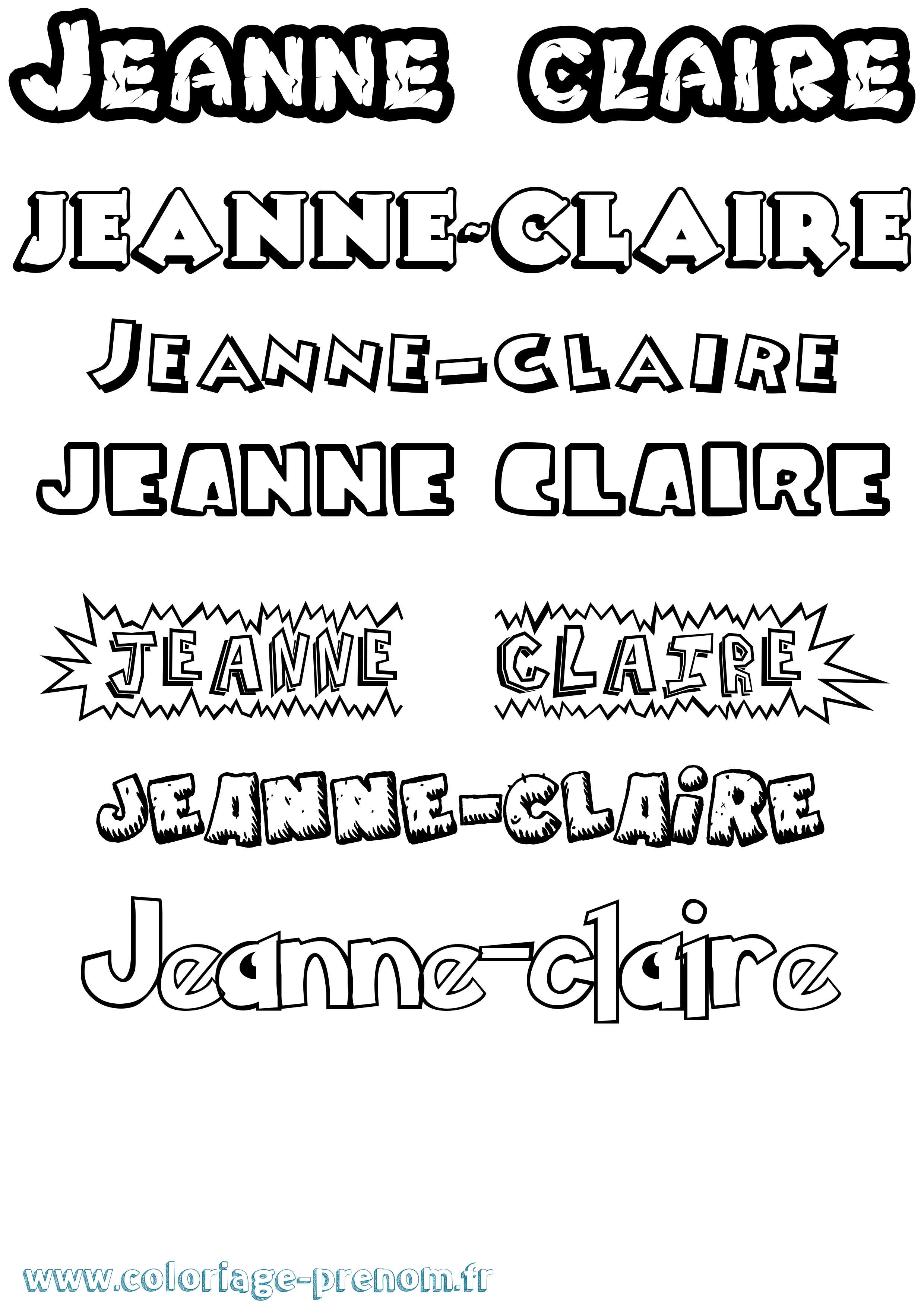 Coloriage Jeanne-Claire Dessin Animé Coloriage prénom Jeanne-Claire Dessin Animé