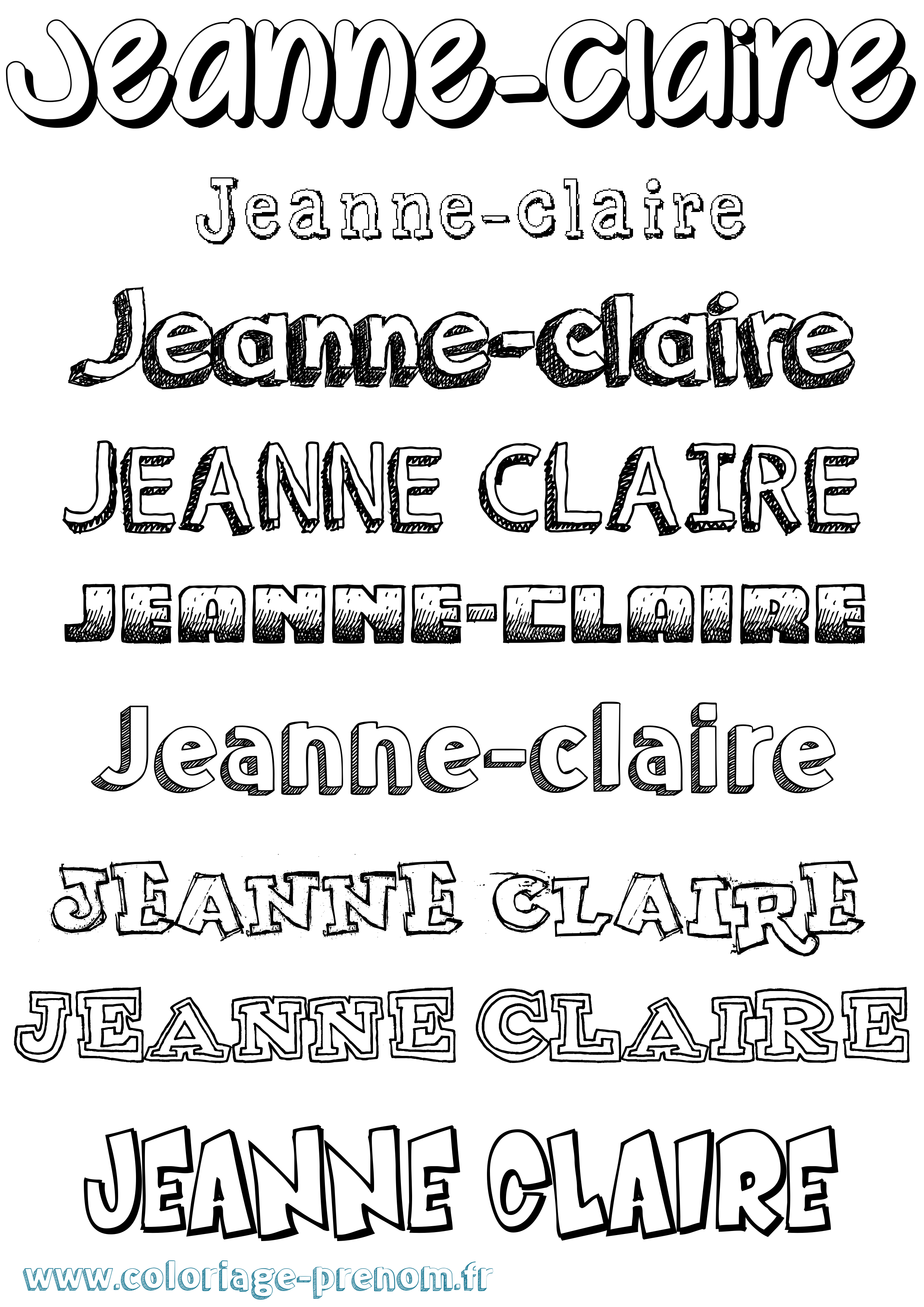 Coloriage Jeanne-Claire Dessiné Coloriage prénom Jeanne-Claire Dessiné