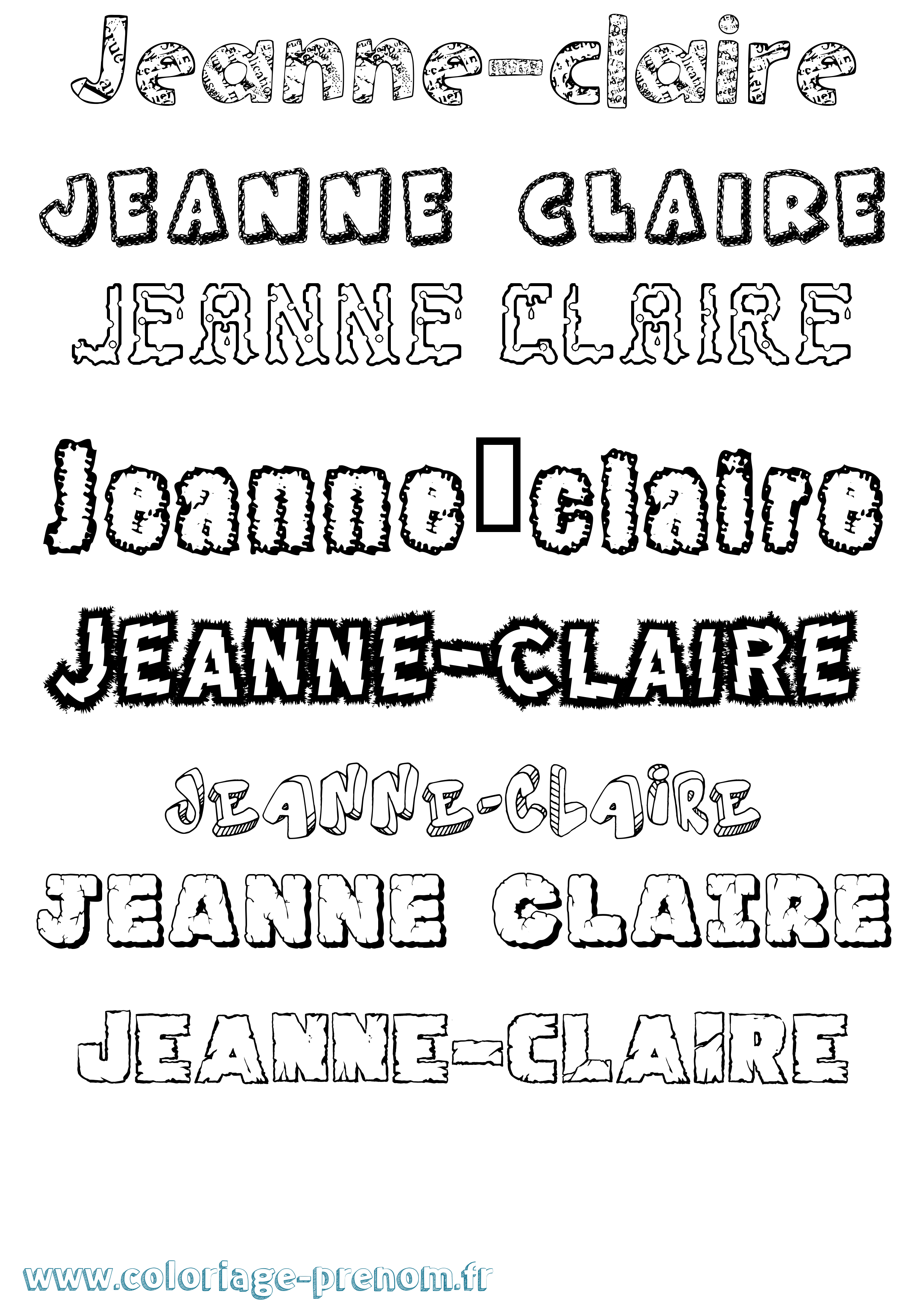 Coloriage Jeanne-Claire Destructuré Coloriage prénom Jeanne-Claire Destructuré