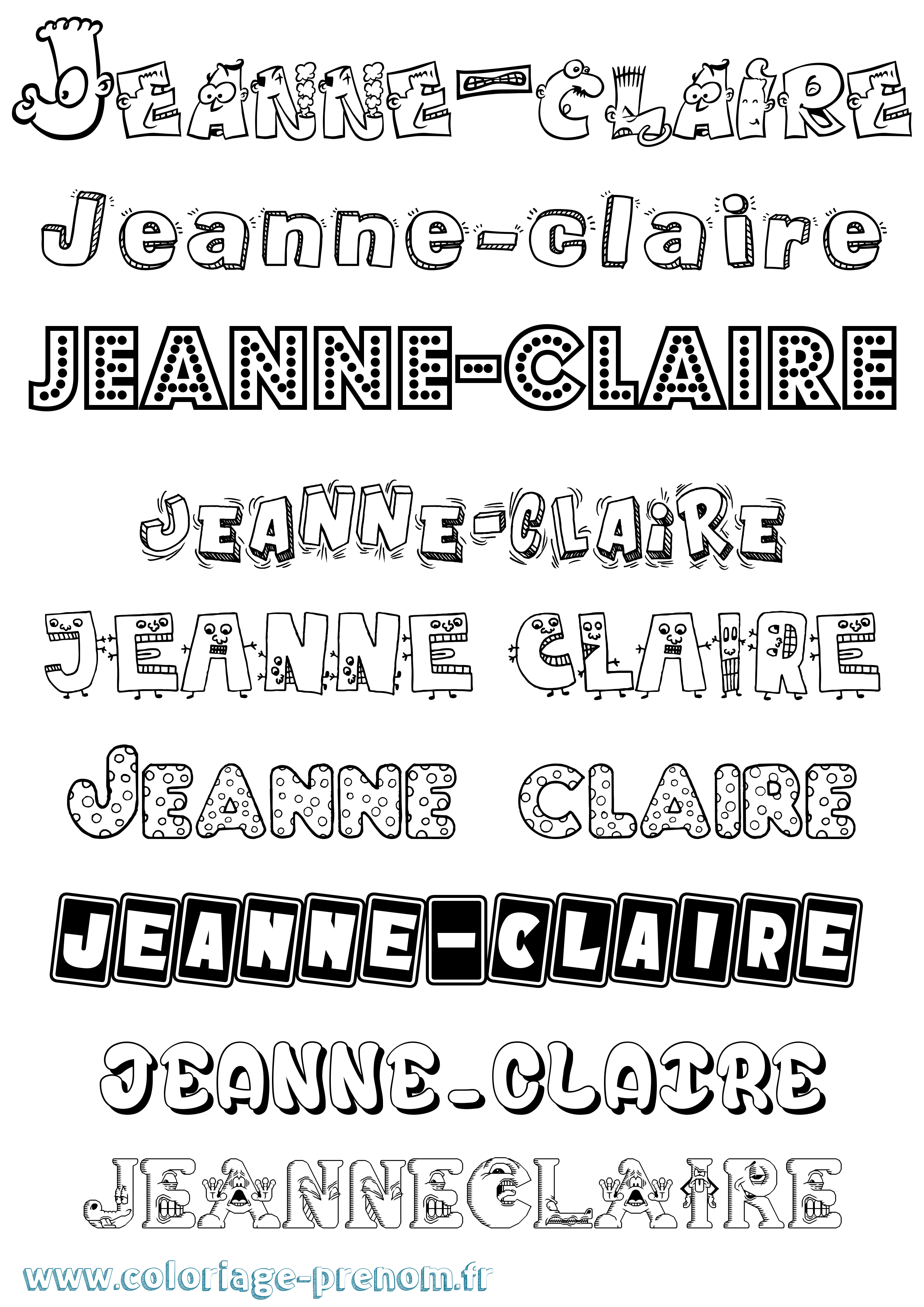 Coloriage Jeanne-Claire Fun Coloriage prénom Jeanne-Claire Fun