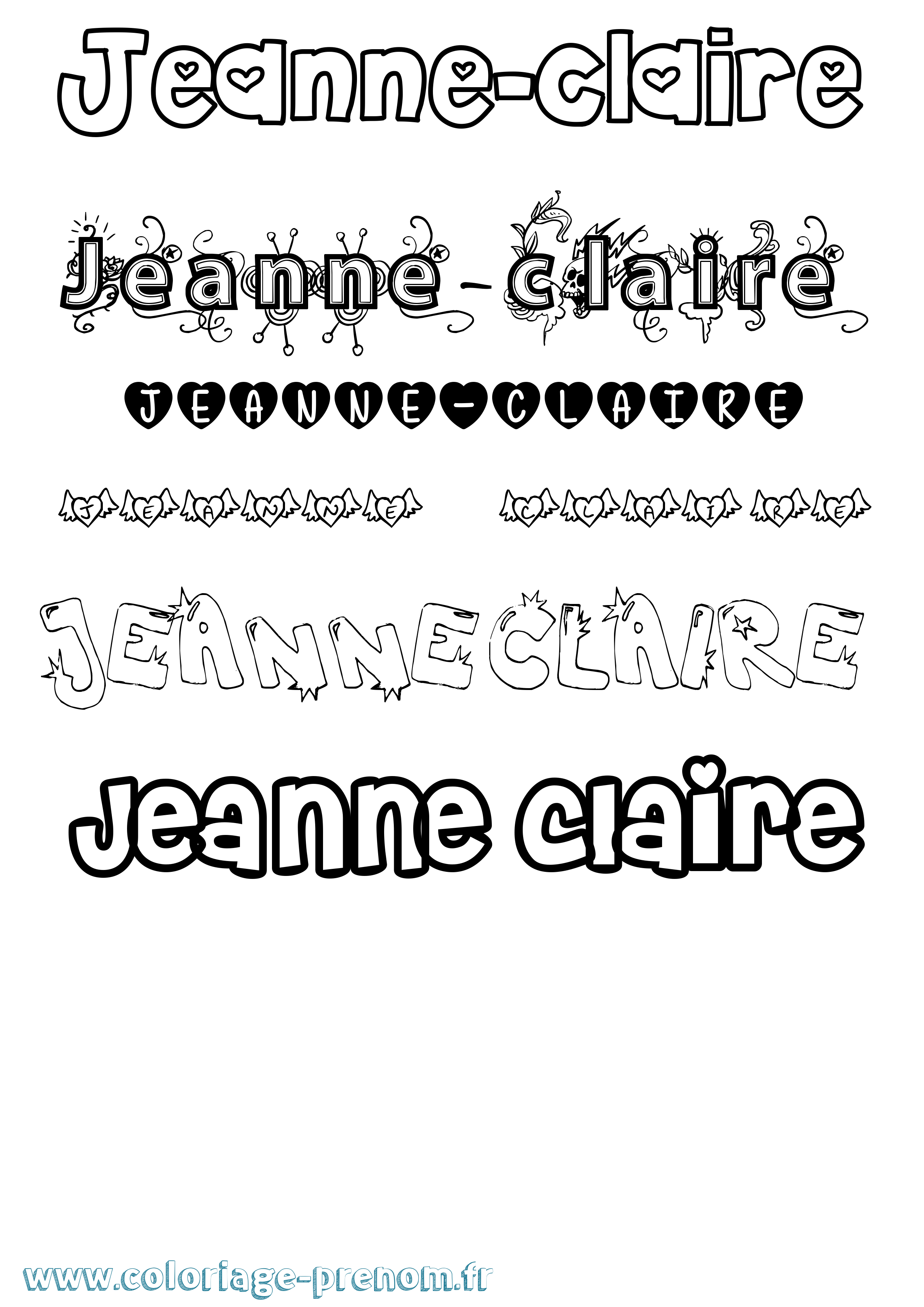 Coloriage Jeanne-Claire Girly Coloriage prénom Jeanne-Claire Girly