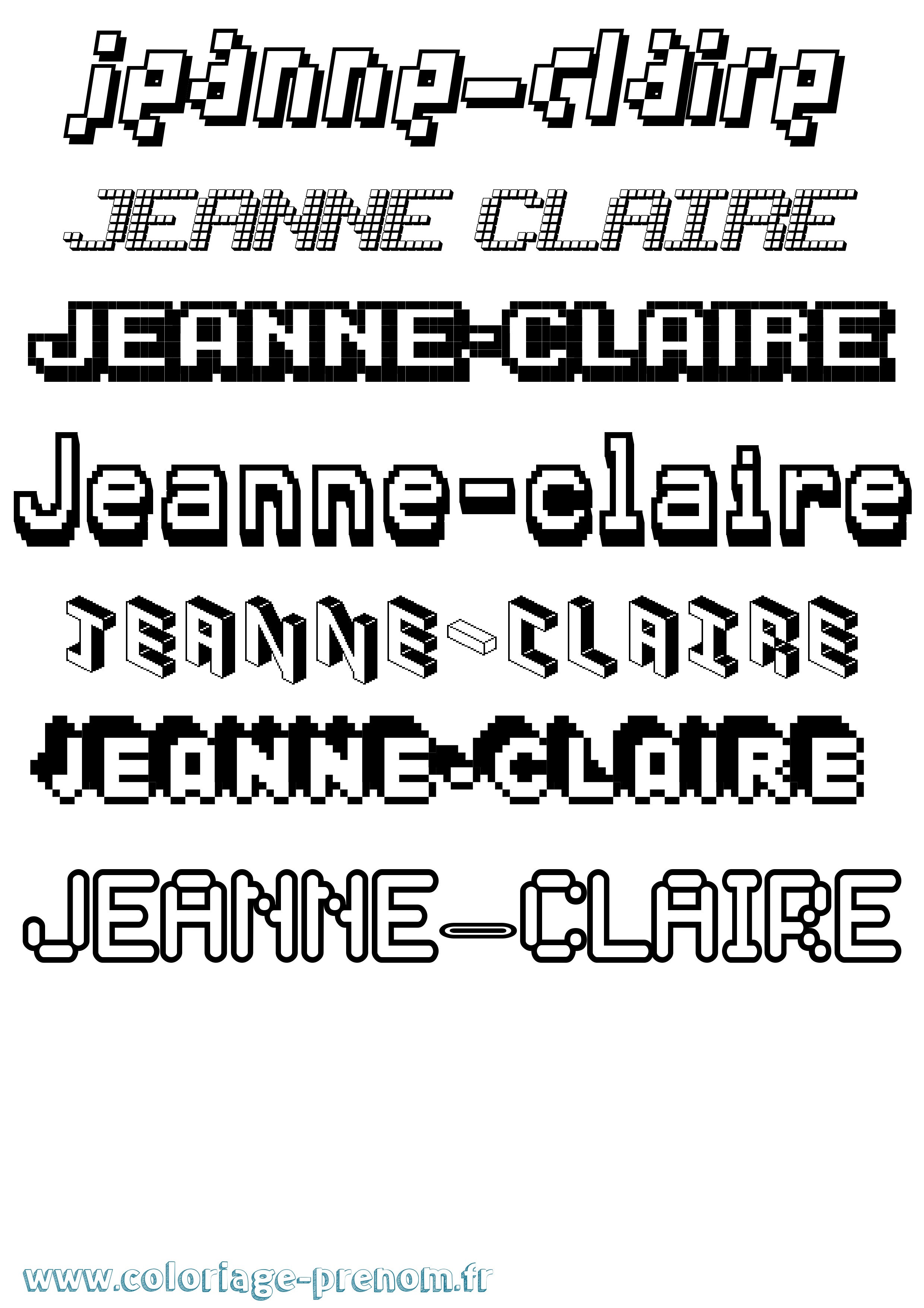 Coloriage Jeanne-Claire Pixel Coloriage prénom Jeanne-Claire Pixel