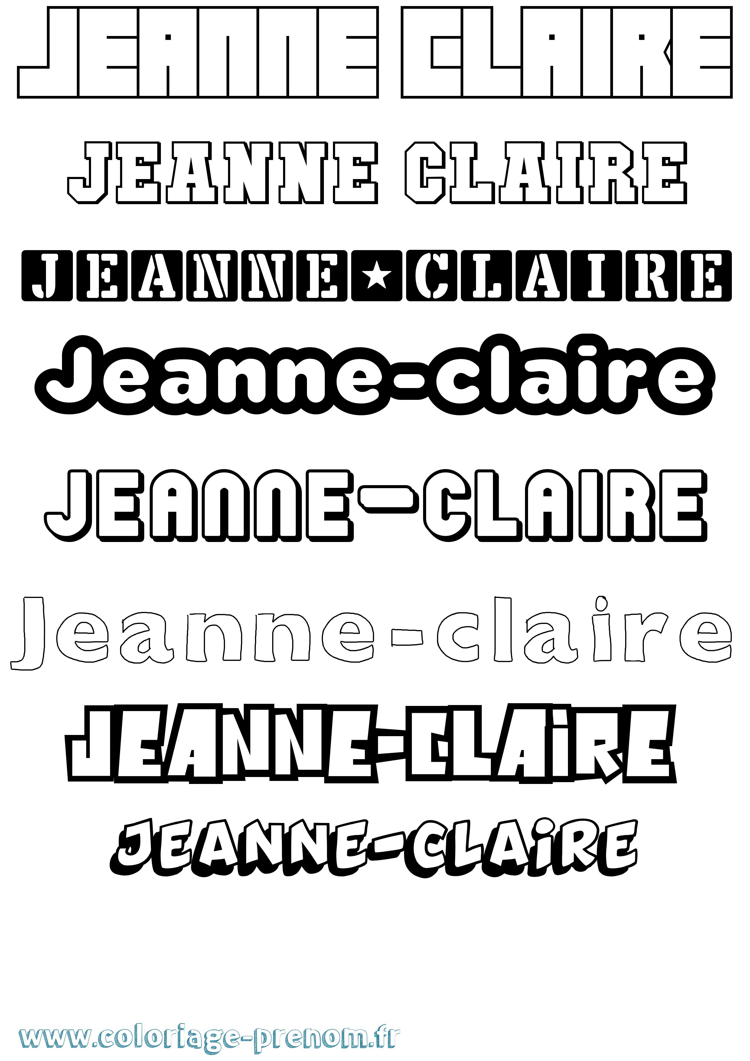 Coloriage Jeanne-Claire Simple Coloriage prénom Jeanne-Claire Simple