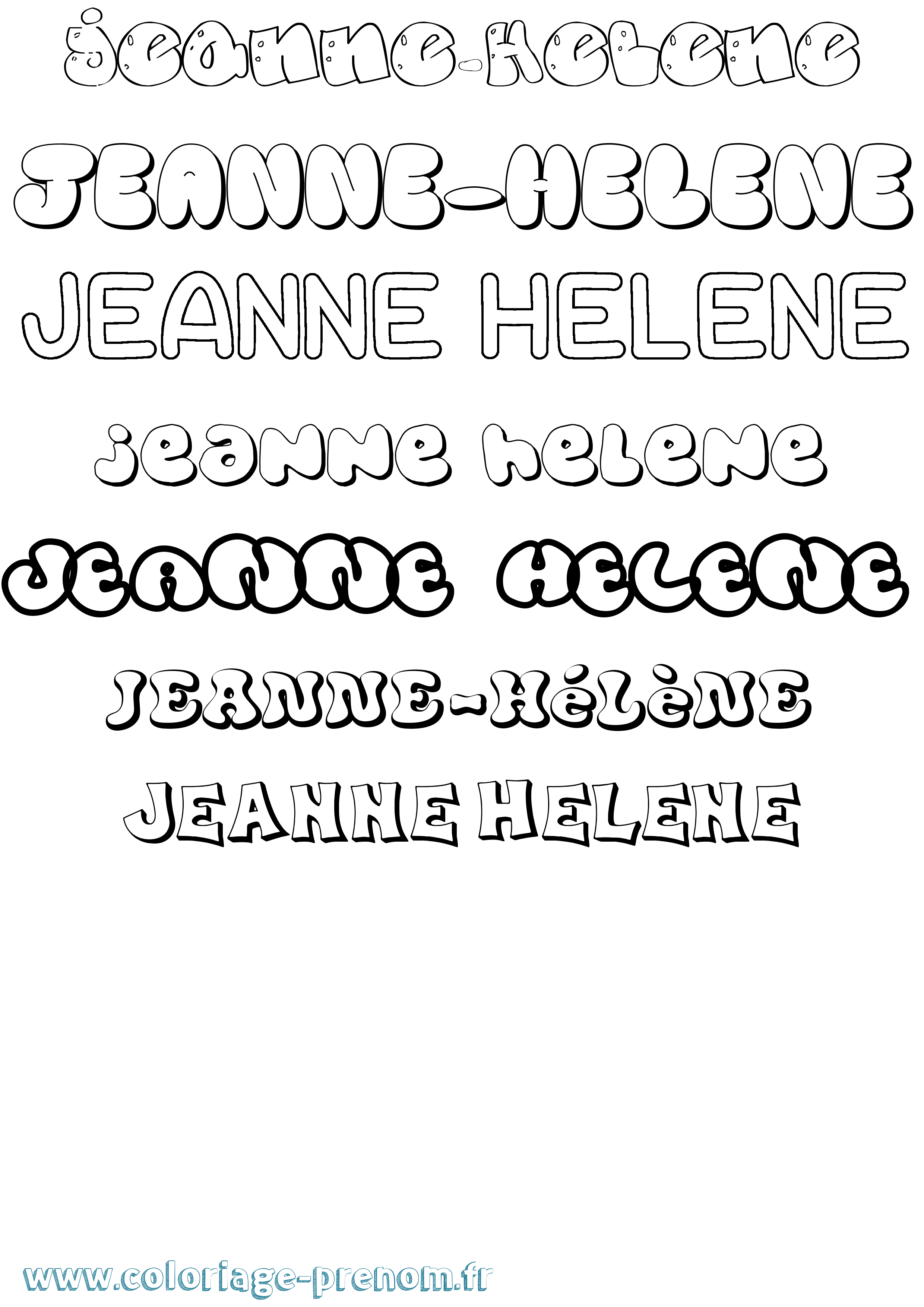 Coloriage Jeanne-Hélène Bubble Coloriage prénom Jeanne-Hélène Bubble