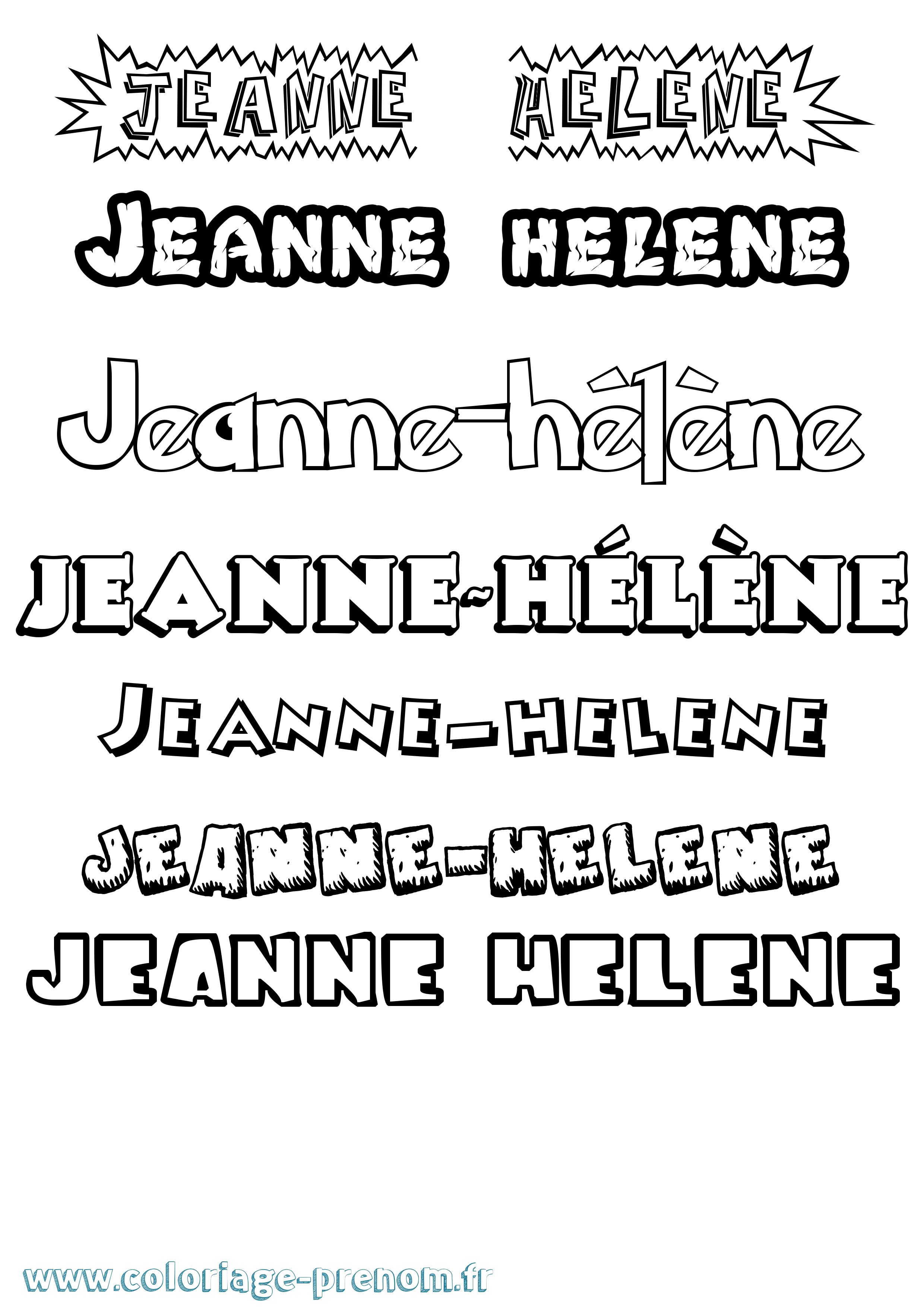 Coloriage Jeanne-Hélène Dessin Animé Coloriage prénom Jeanne-Hélène Dessin Animé