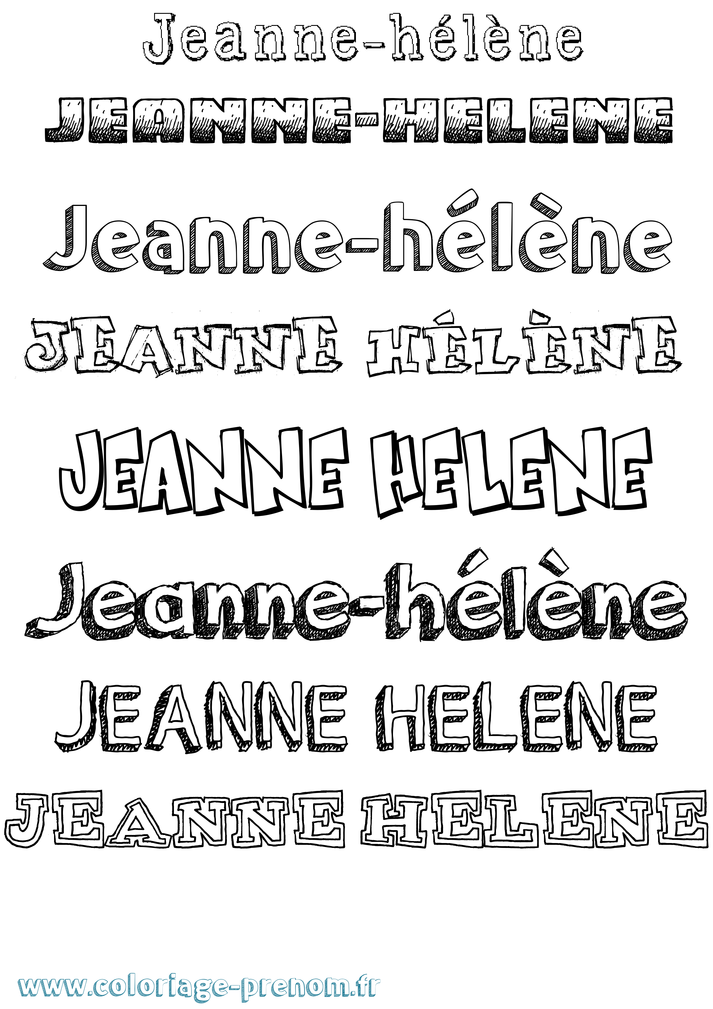 Coloriage Jeanne-Hélène Dessiné Coloriage prénom Jeanne-Hélène Dessiné