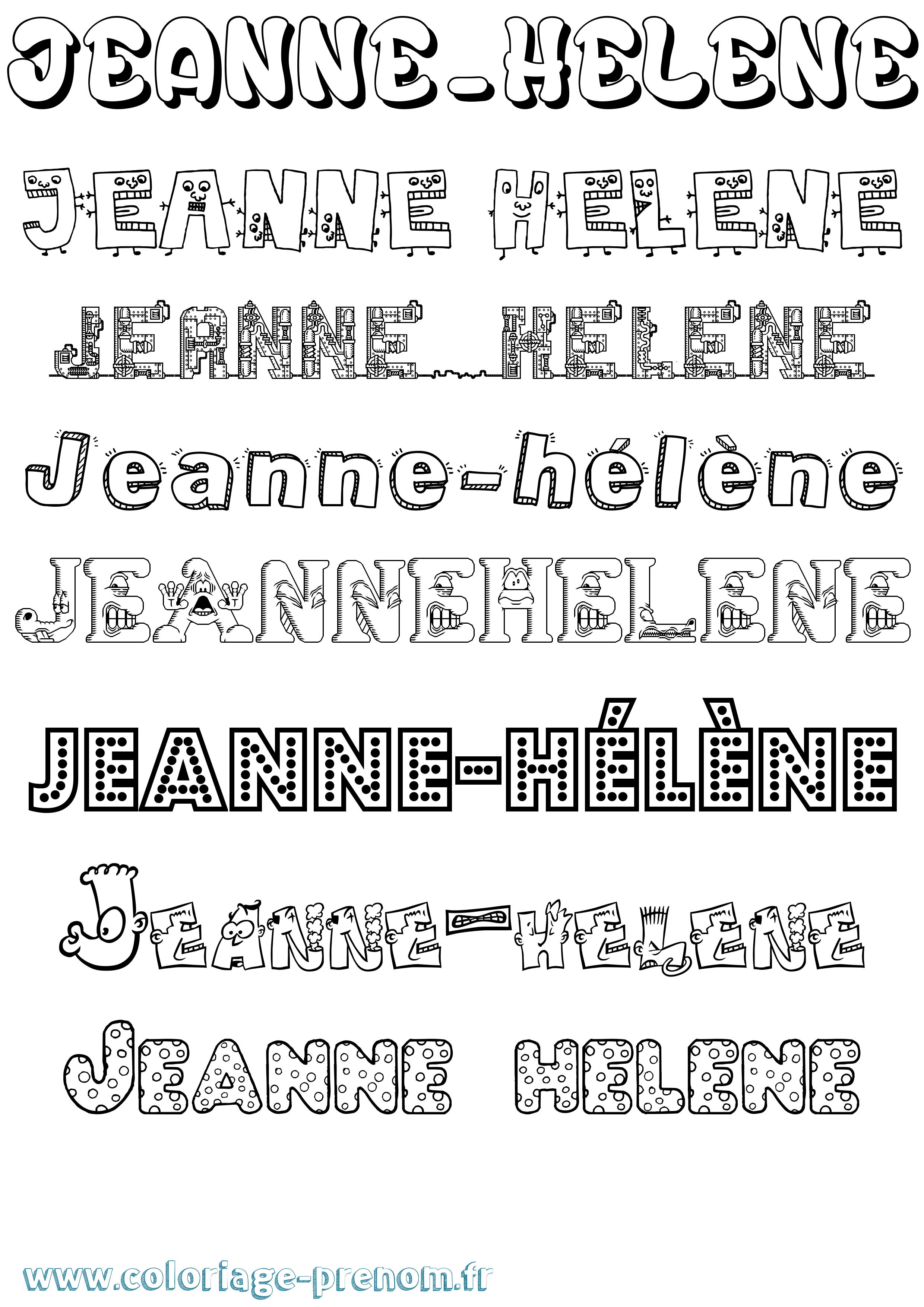 Coloriage Jeanne-Hélène Fun Coloriage prénom Jeanne-Hélène Fun