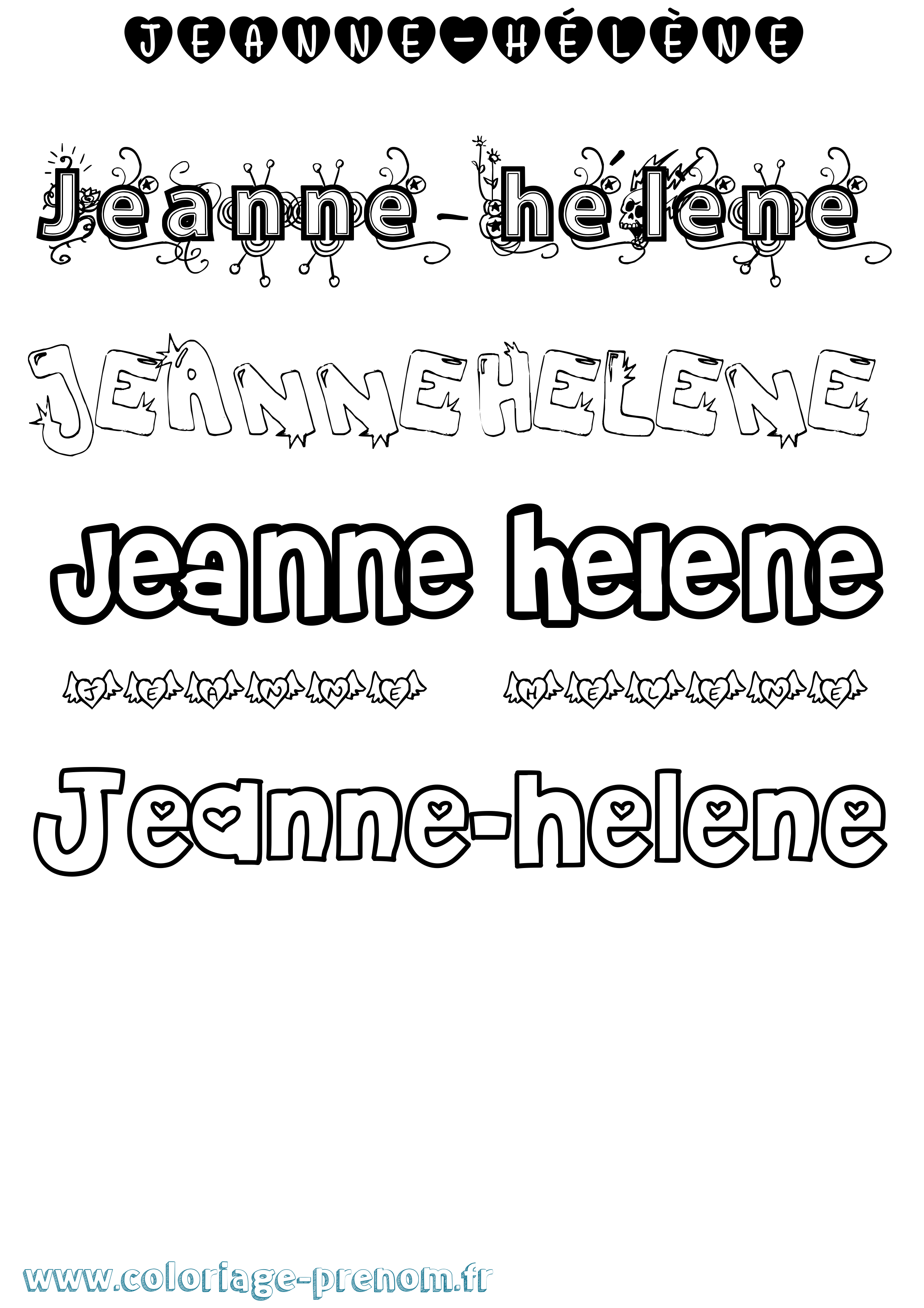 Coloriage Jeanne-Hélène Girly Coloriage prénom Jeanne-Hélène Girly