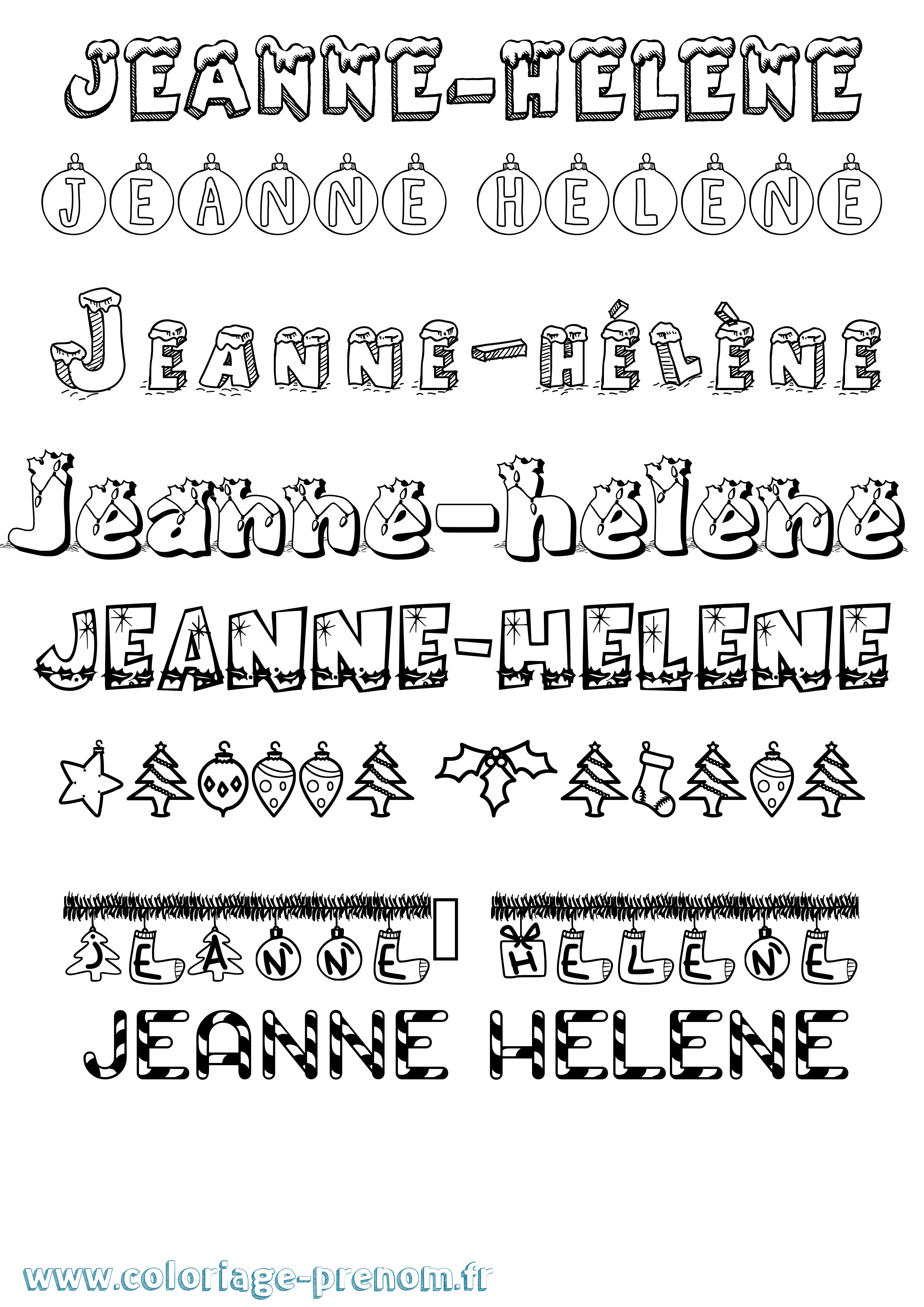 Coloriage Jeanne-Hélène Noël Coloriage prénom Jeanne-Hélène Noël