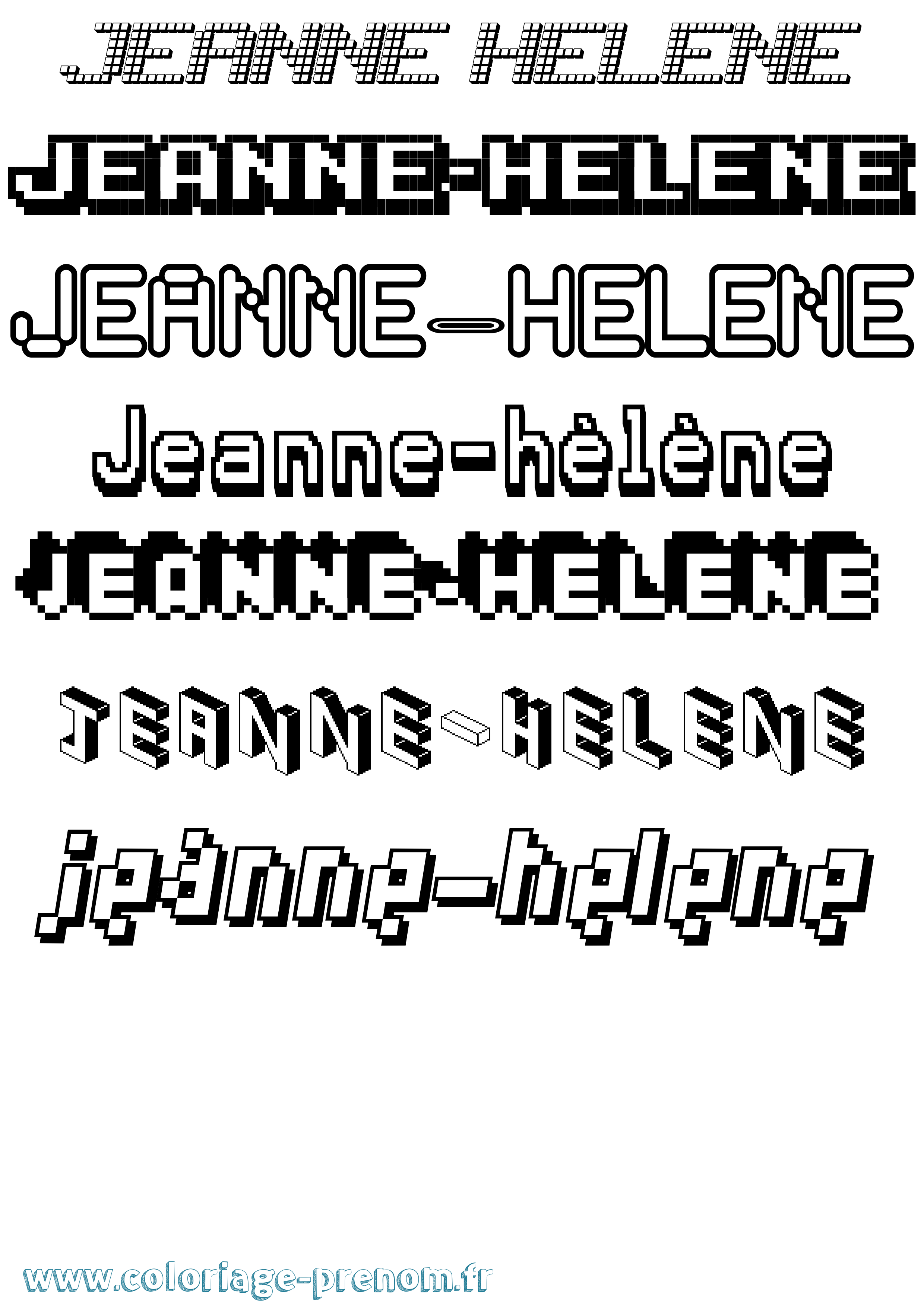 Coloriage Jeanne-Hélène Pixel Coloriage prénom Jeanne-Hélène Pixel