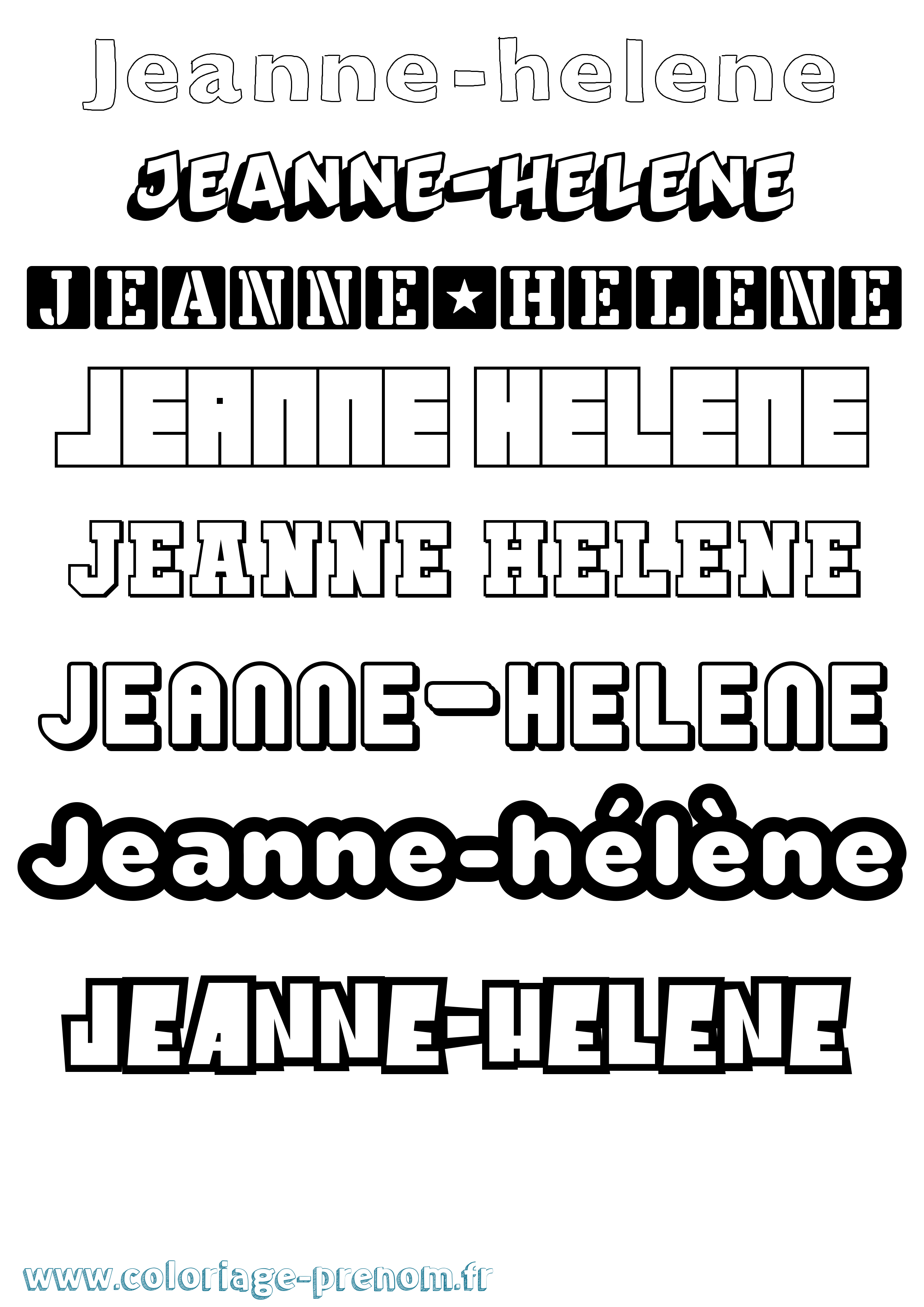 Coloriage Jeanne-Hélène Simple Coloriage prénom Jeanne-Hélène Simple