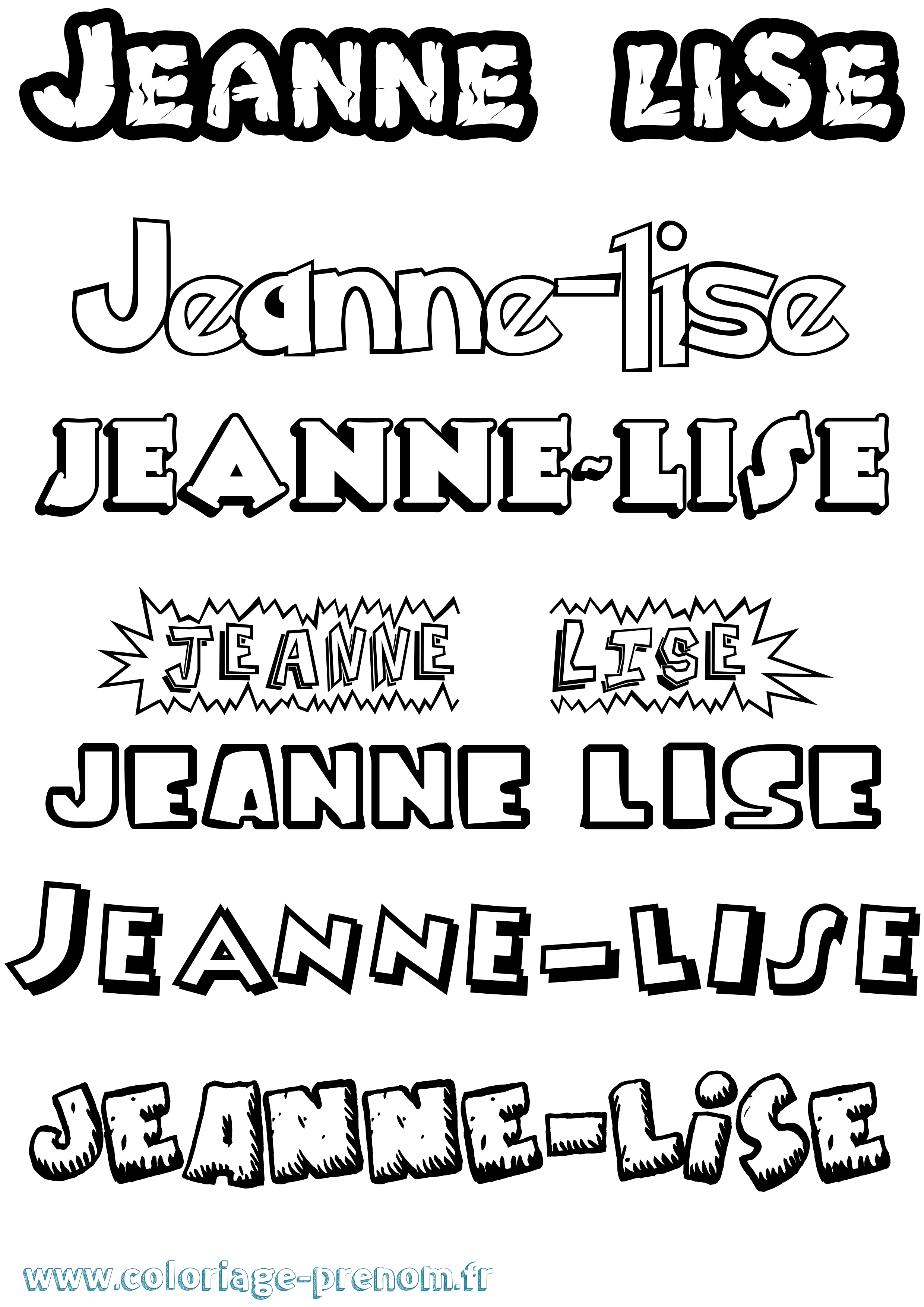 Coloriage Jeanne-Lise Dessin Animé Coloriage prénom Jeanne-Lise Dessin Animé