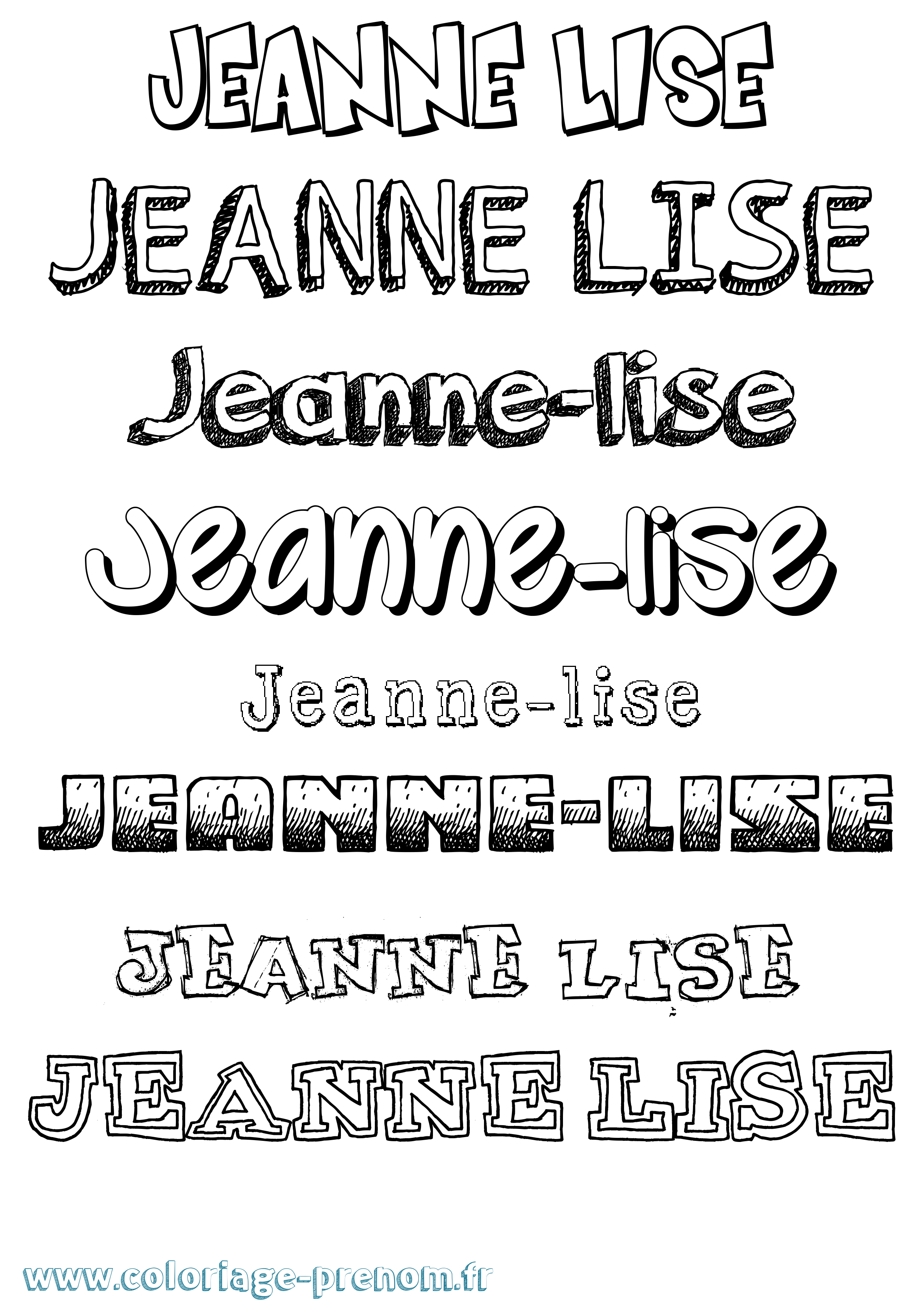 Coloriage Jeanne-Lise Dessiné Coloriage prénom Jeanne-Lise Dessiné