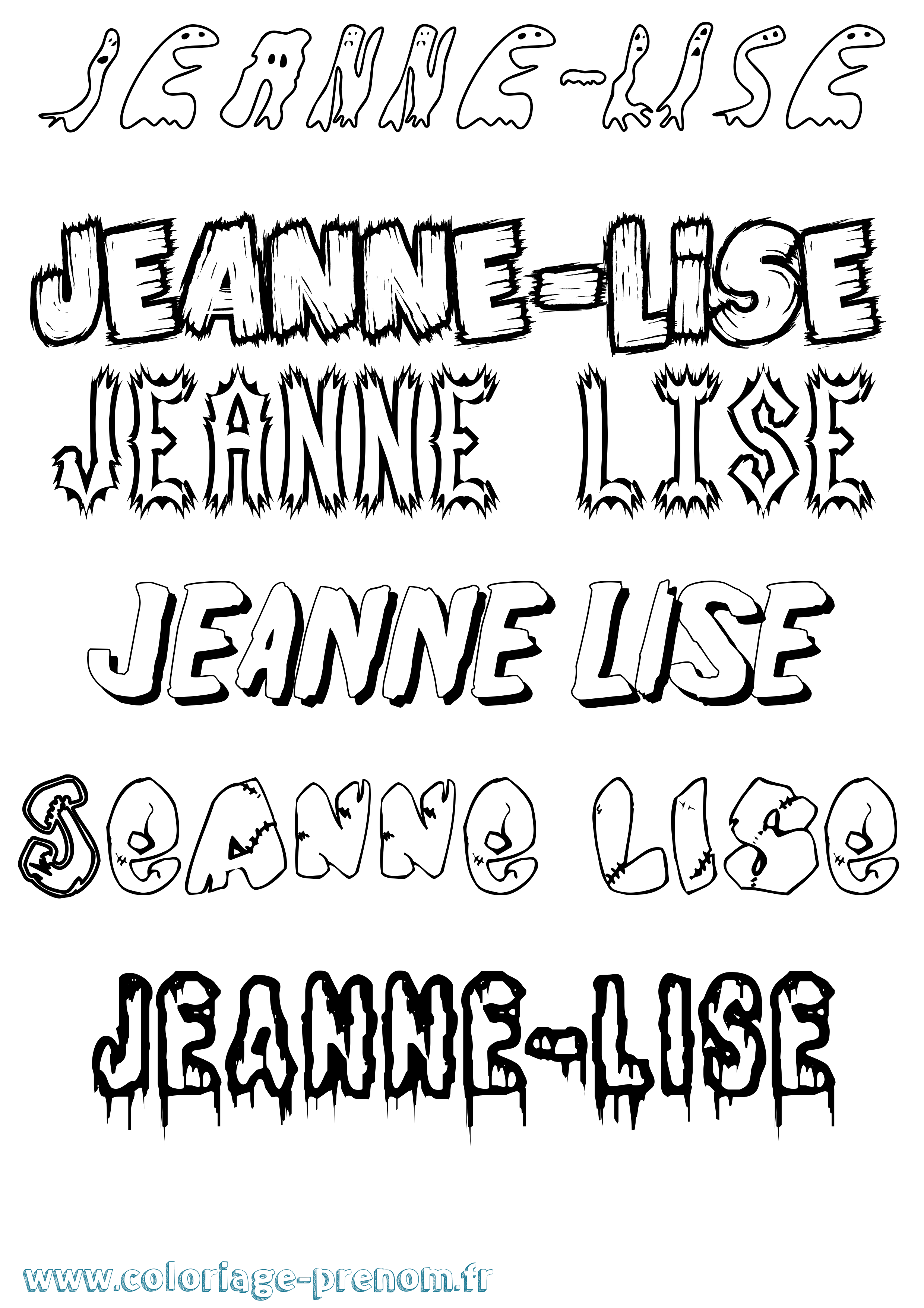 Coloriage Jeanne-Lise Frisson Coloriage prénom Jeanne-Lise Frisson