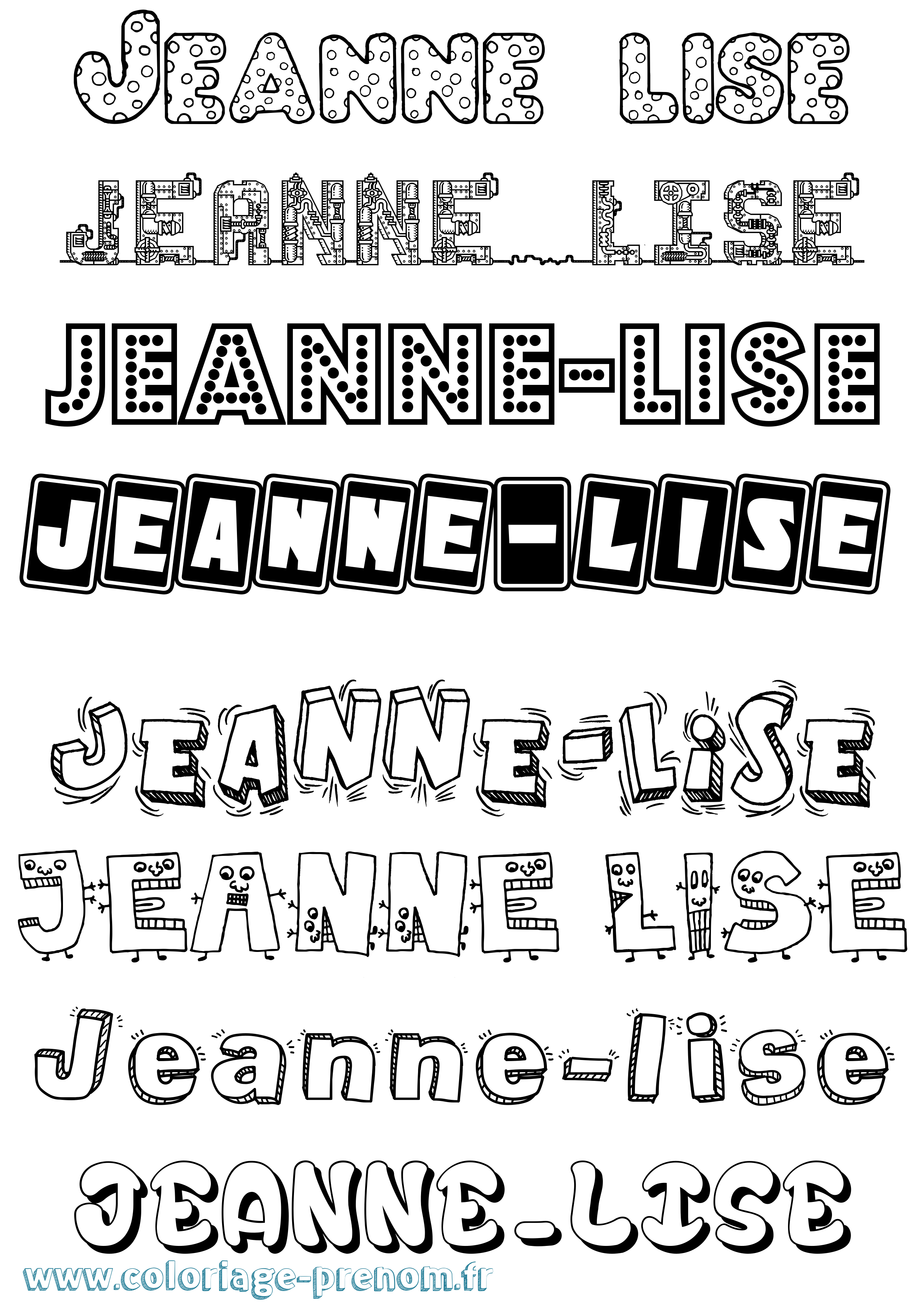 Coloriage Jeanne-Lise Fun Coloriage prénom Jeanne-Lise Fun
