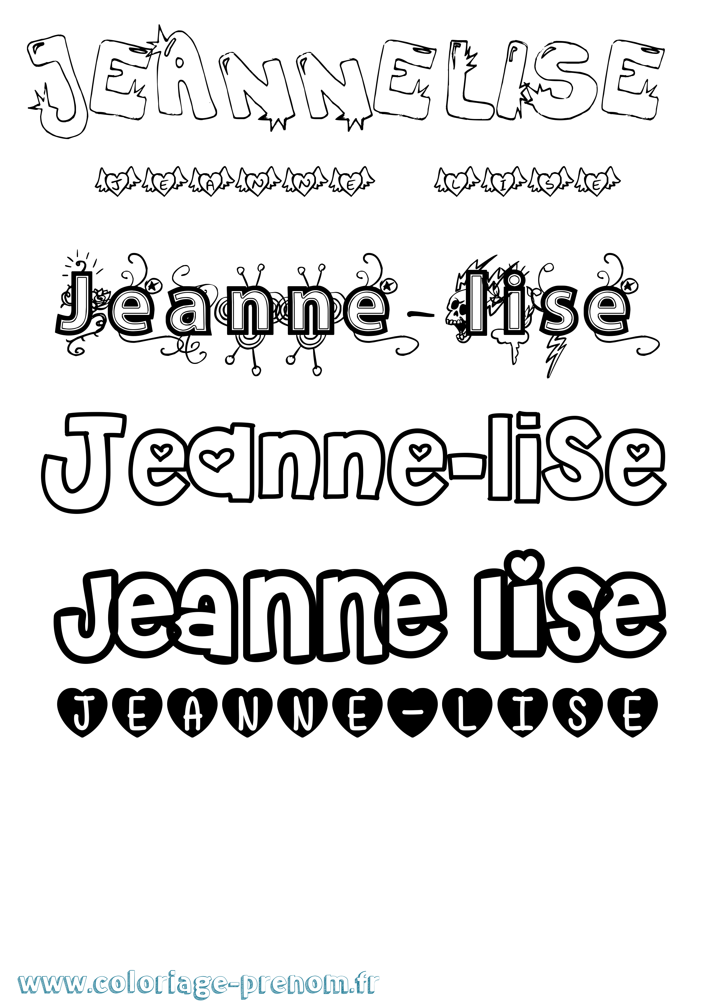 Coloriage Jeanne-Lise Girly Coloriage prénom Jeanne-Lise Girly