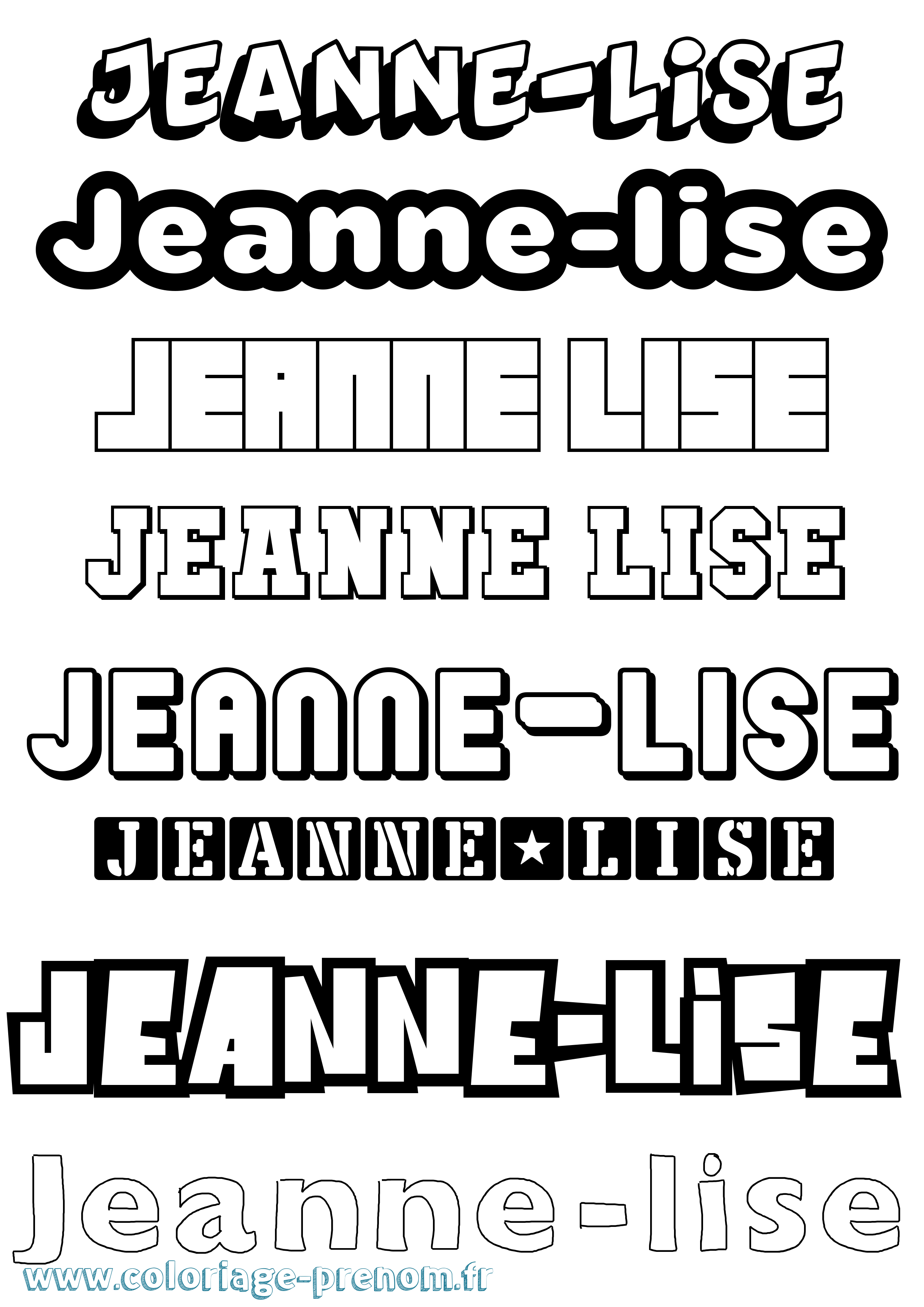 Coloriage Jeanne-Lise Simple Coloriage prénom Jeanne-Lise Simple