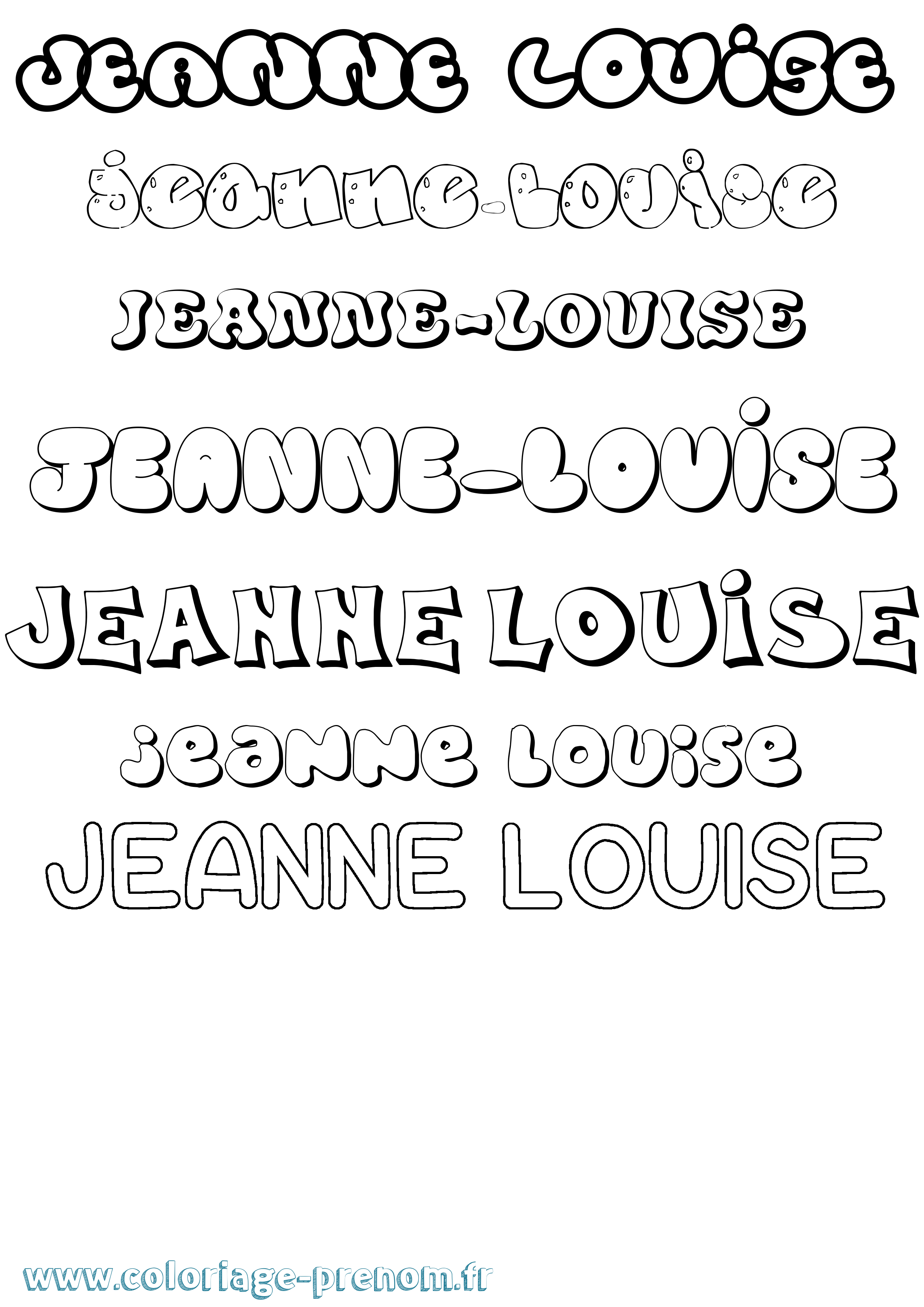 Coloriage Jeanne-Louise Bubble Coloriage prénom Jeanne-Louise Bubble